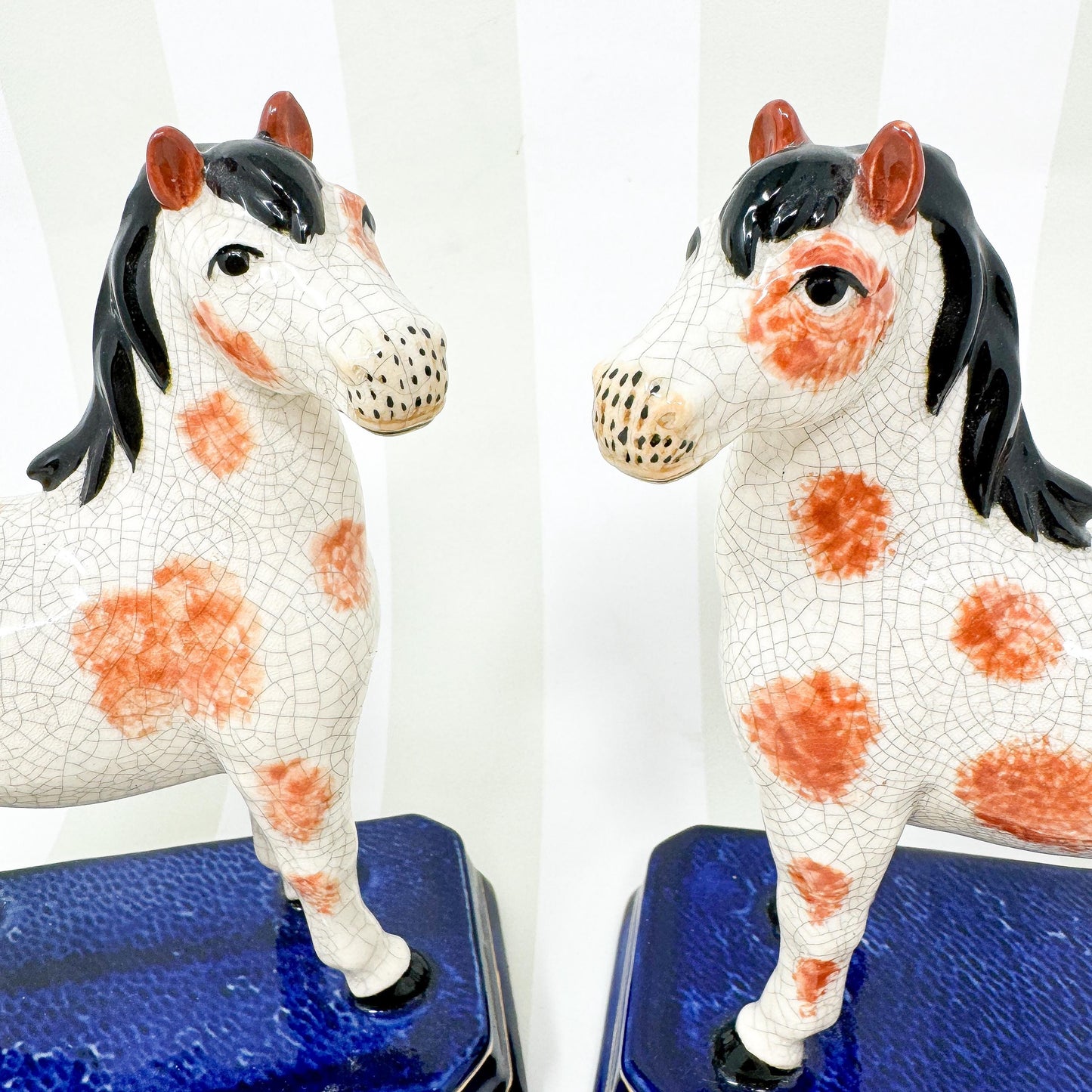 Pair of Vintage Japanese Ceramic Horse Figurines