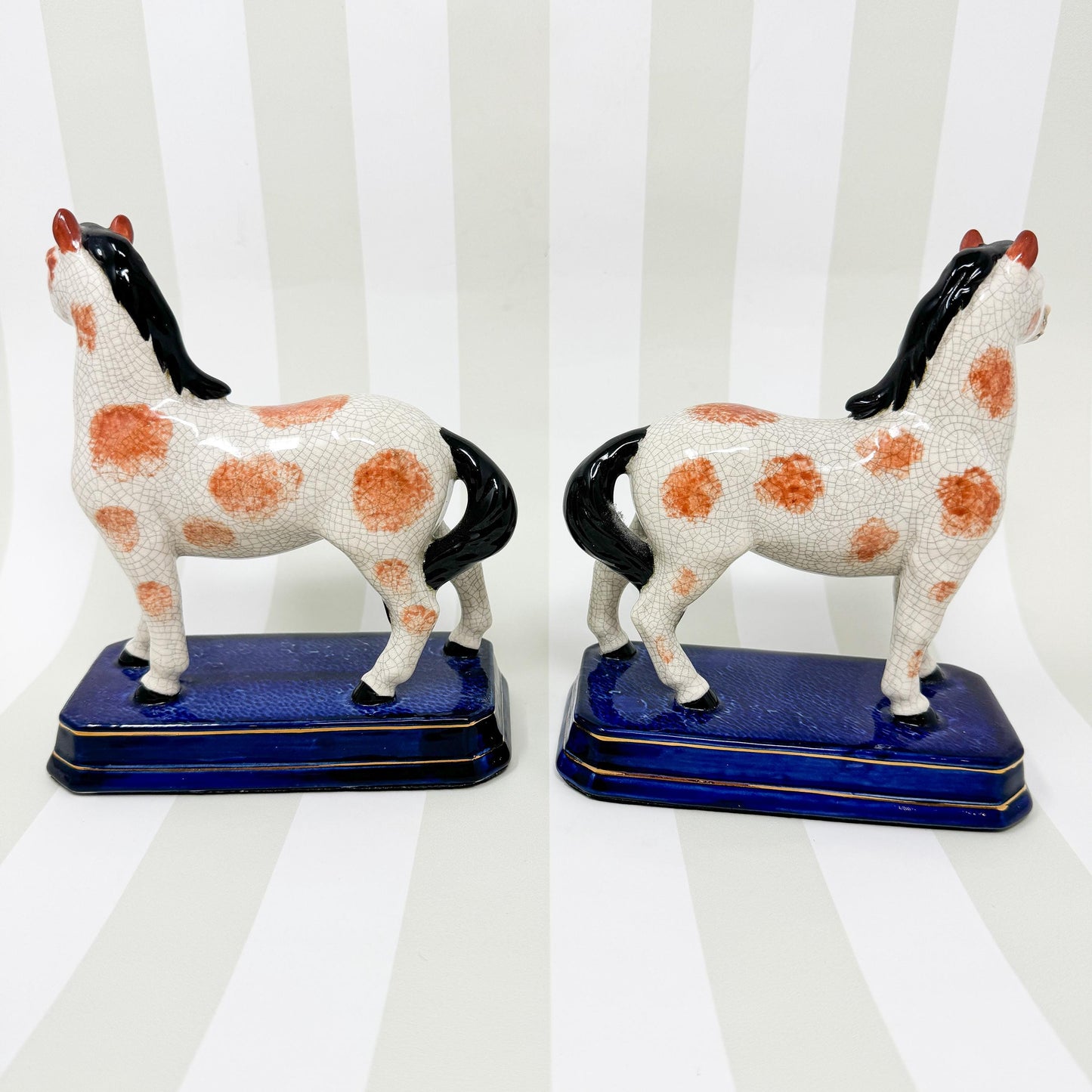 Pair of Vintage Japanese Ceramic Horse Figurines