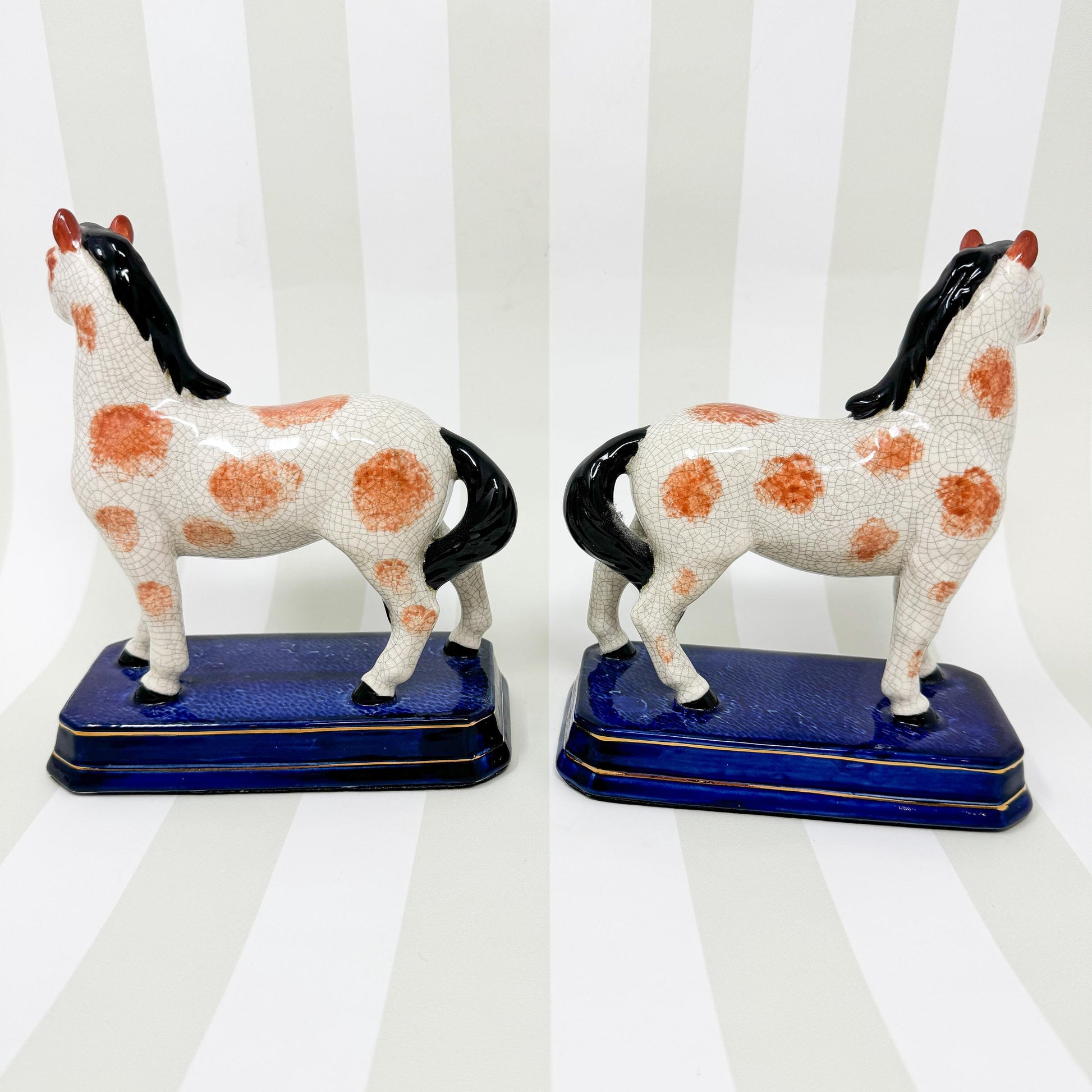 Pair of Vintage Japanese Ceramic Horse Figurines