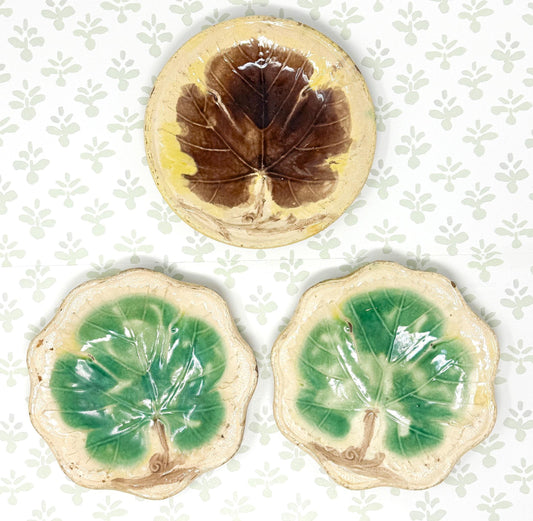 Antique French Majolica Leaf Plates