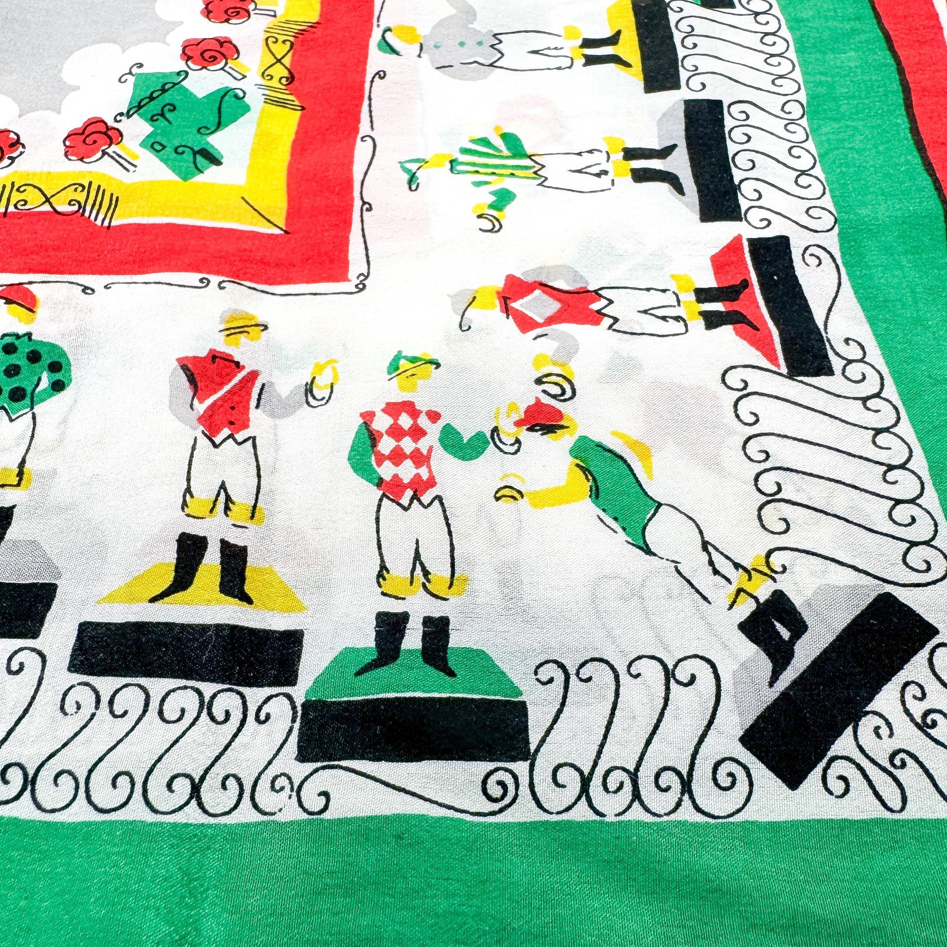 Vintage Simone Lawn Jockey Silk Scarf 16"