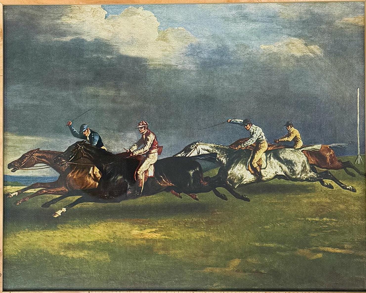 Equestrian Epsom Derby Print in Burlwood Frame