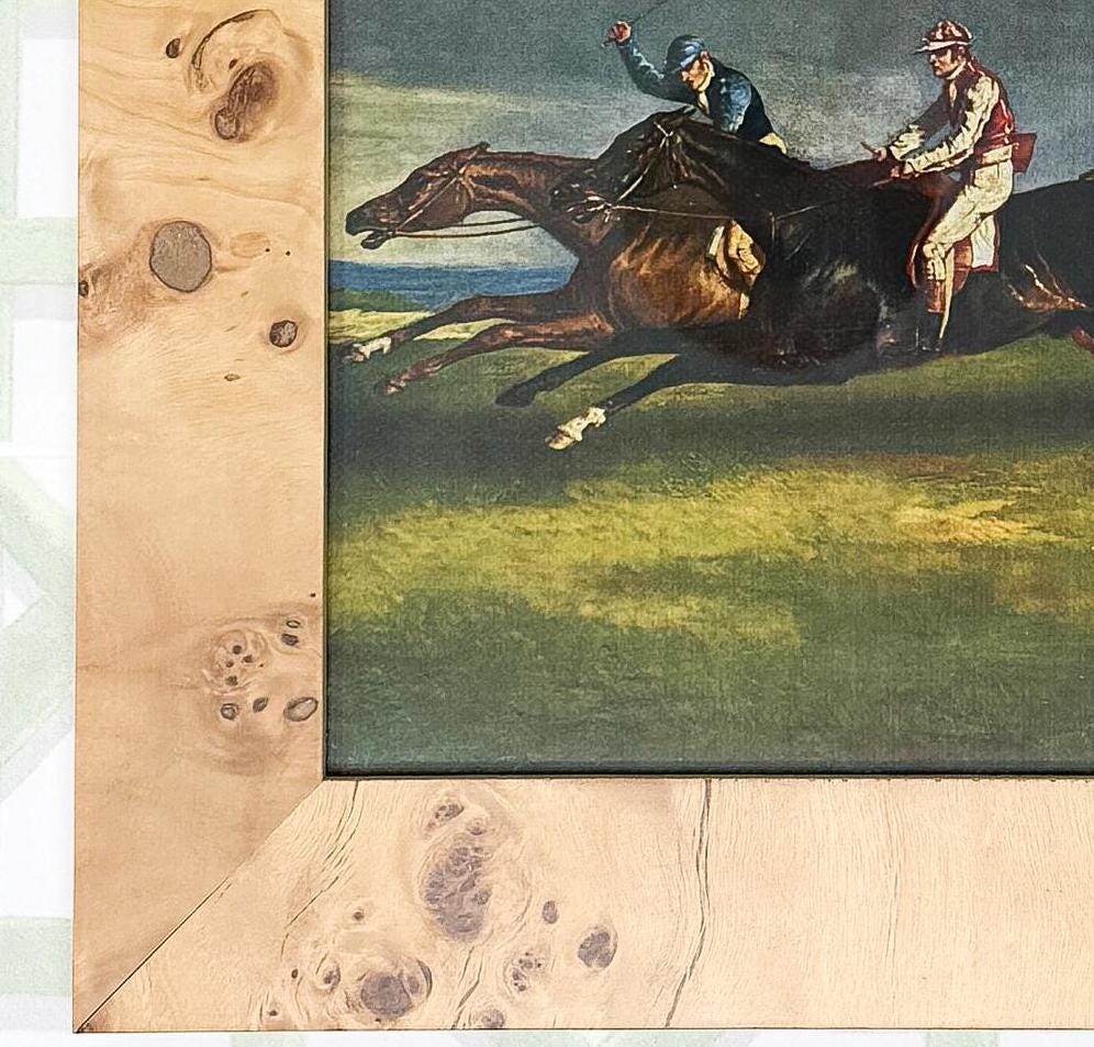 Equestrian Epsom Derby Print in Burlwood Frame