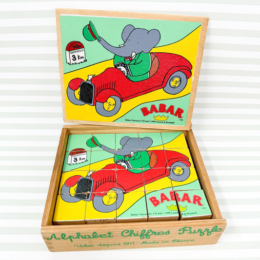 Vintage Babar the Elephant Wood Block Alphabet Puzzle