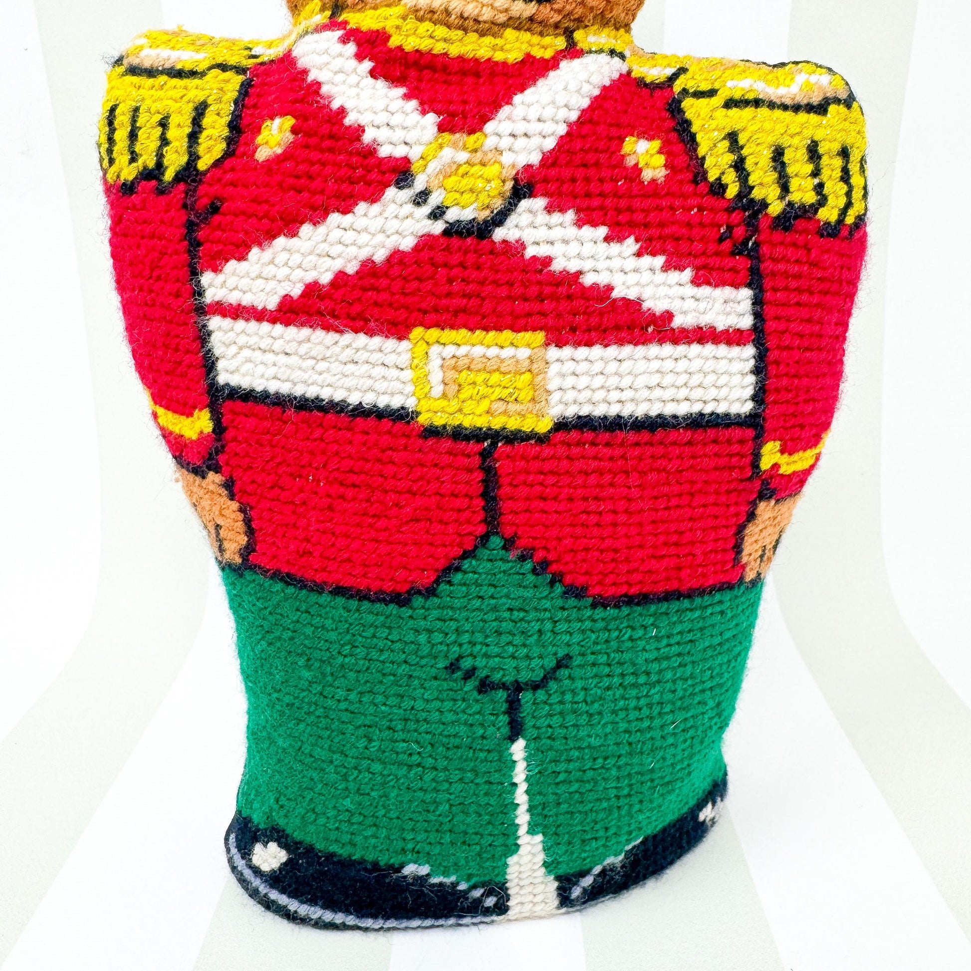 Vintage Christmas Bear Standing Needlepoint Pillow