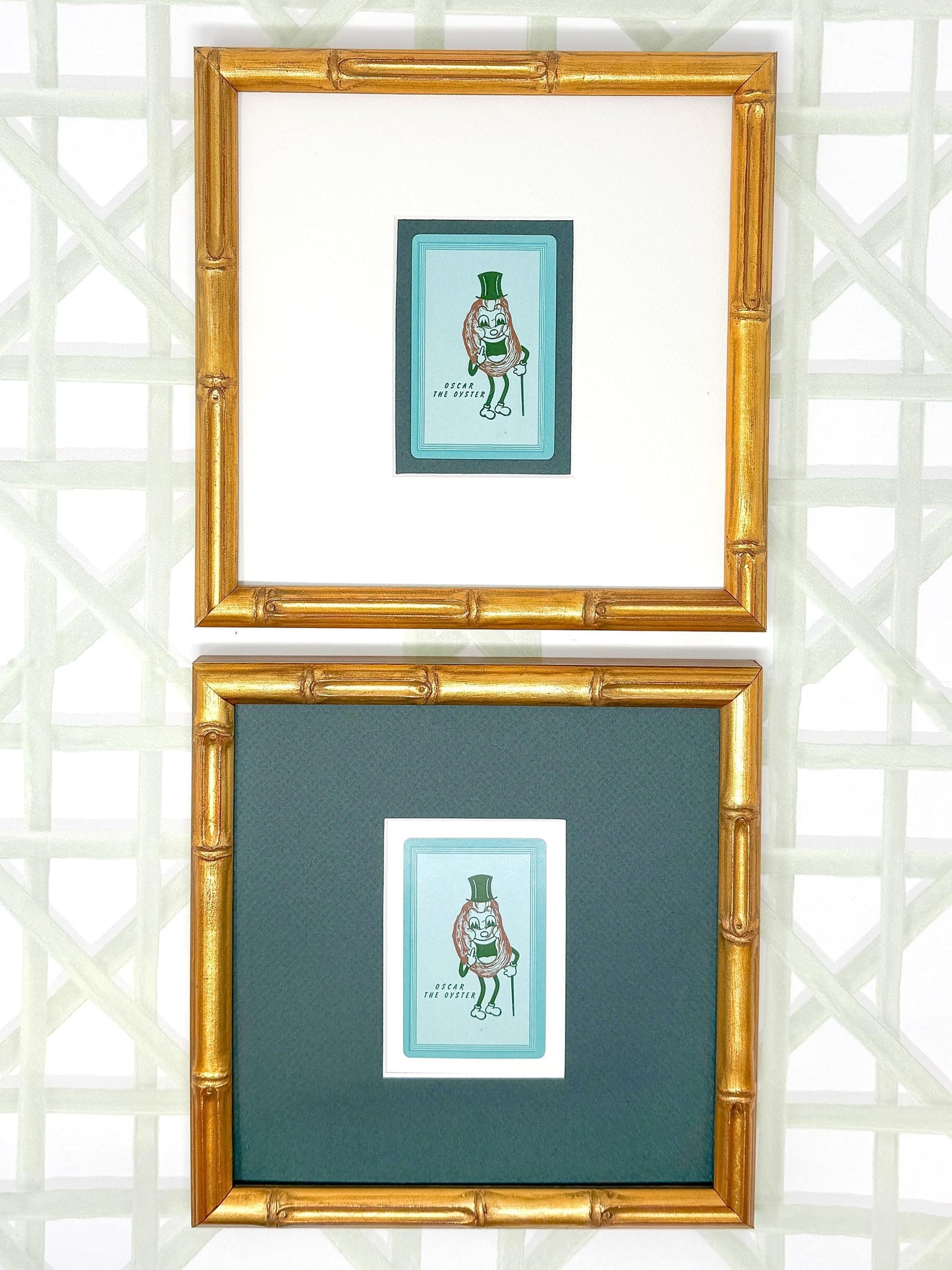Framed Shelter Island Oyster Co. Vintage Playing Card, Oscar the Oyster