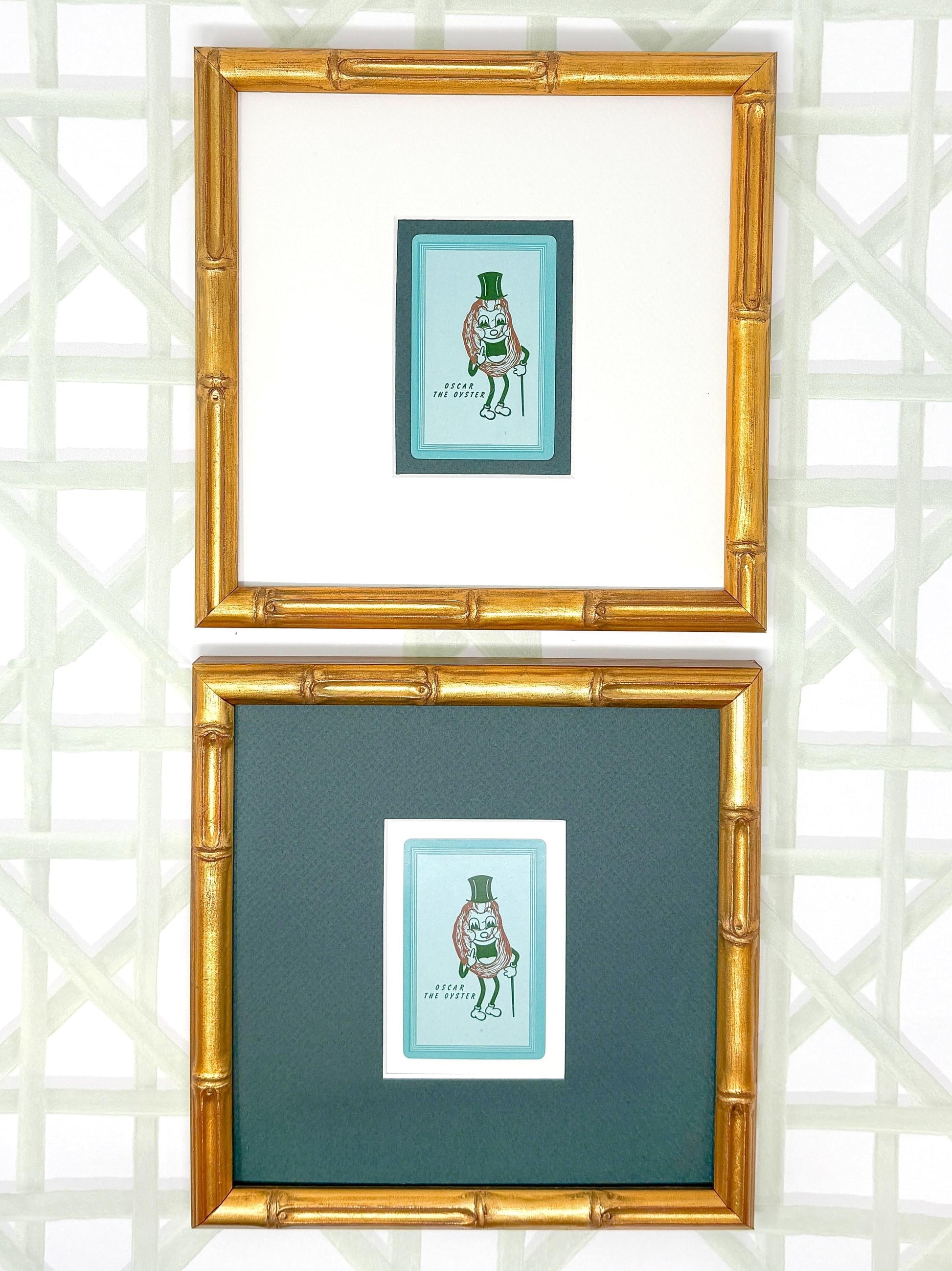 Framed Shelter Island Oyster Co. Vintage Playing Card, Oscar the Oyster