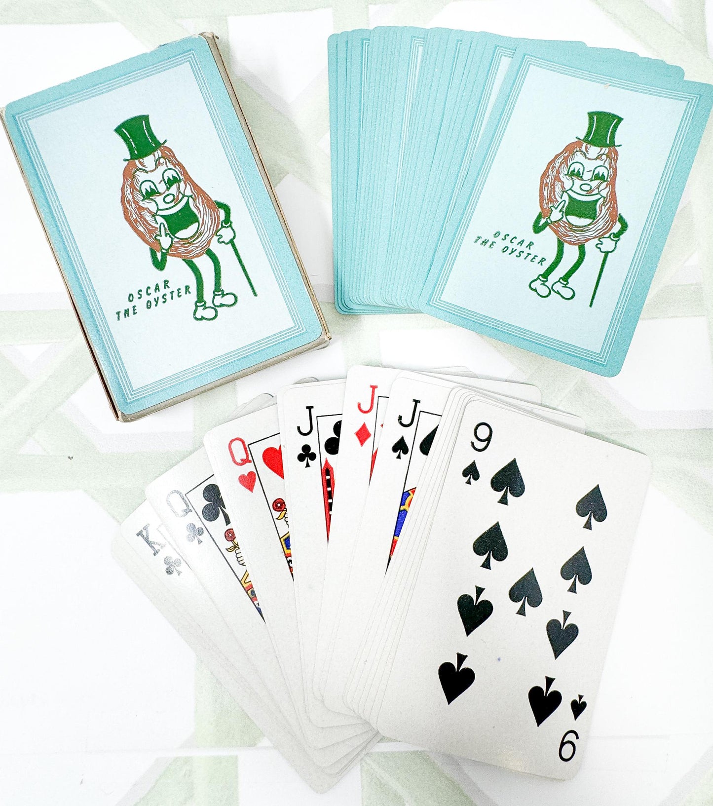 Framed Shelter Island Oyster Co. Vintage Playing Card, Oscar the Oyster