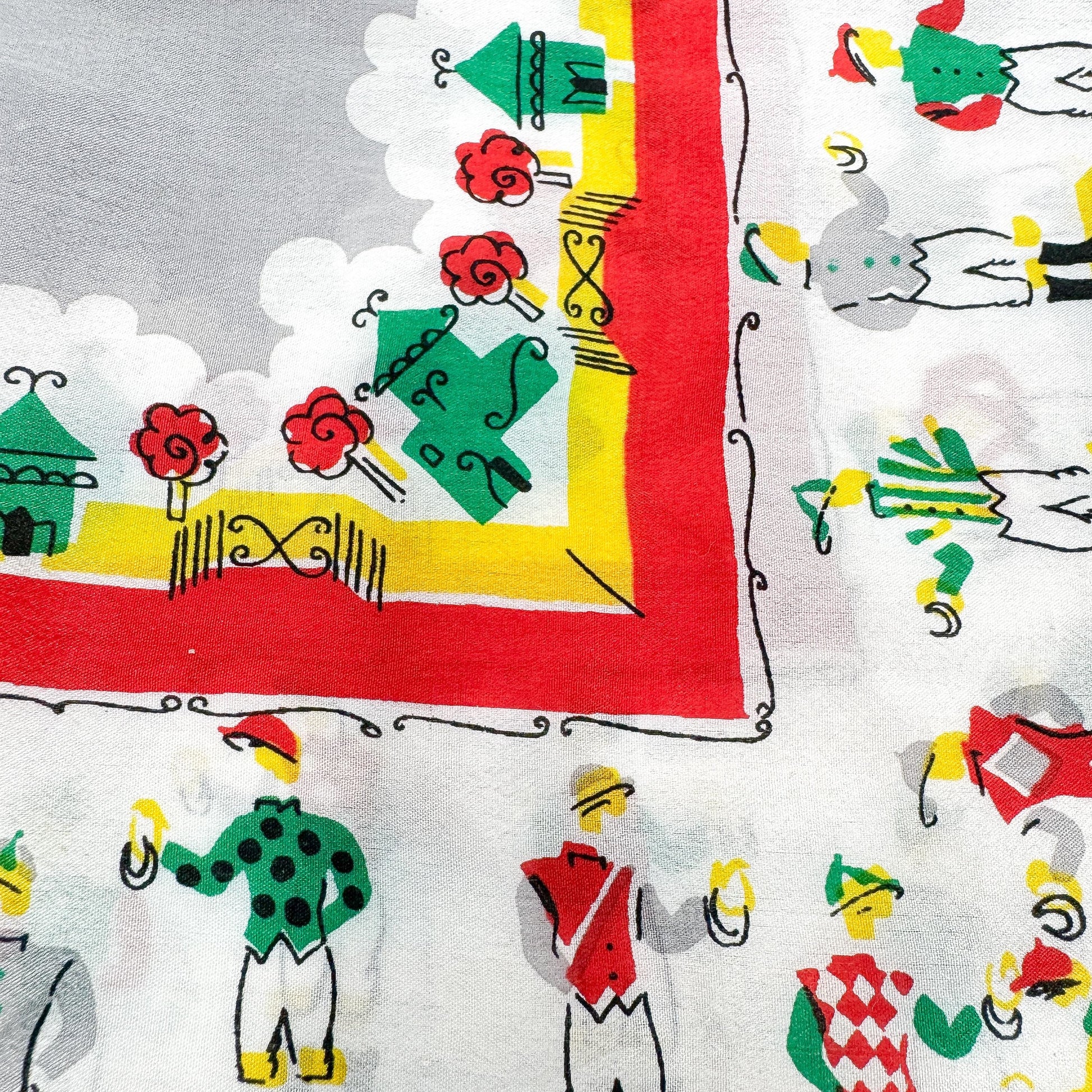 Vintage Simone Lawn Jockey Silk Scarf 16"
