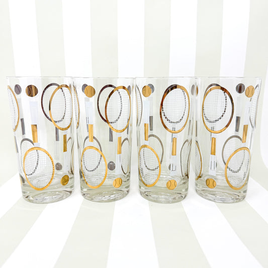 Vintage Georges Briard Style Tennis Highball Glasses