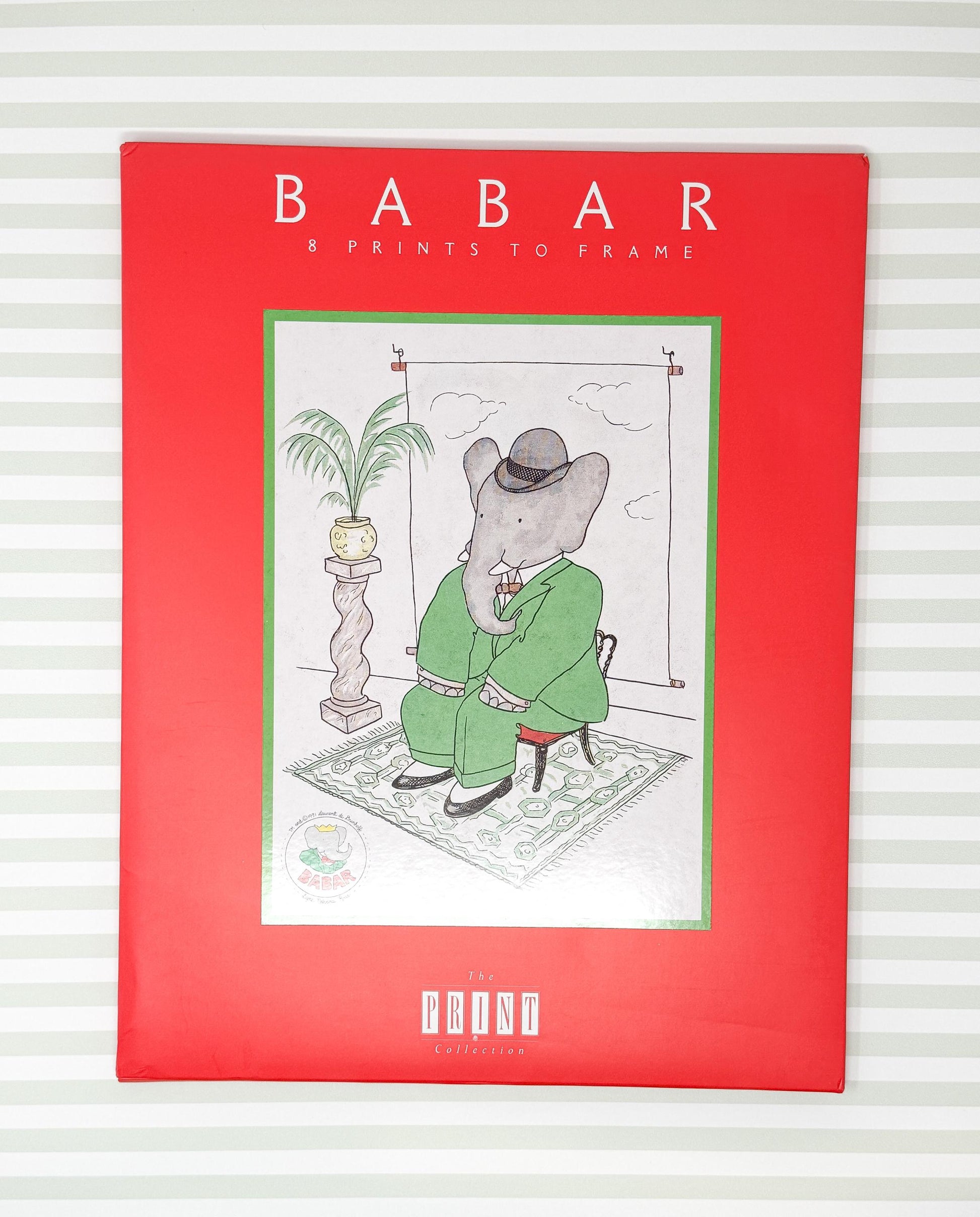 Vintage Framed Babar the Elephant Print, 11x14", Sitting Room