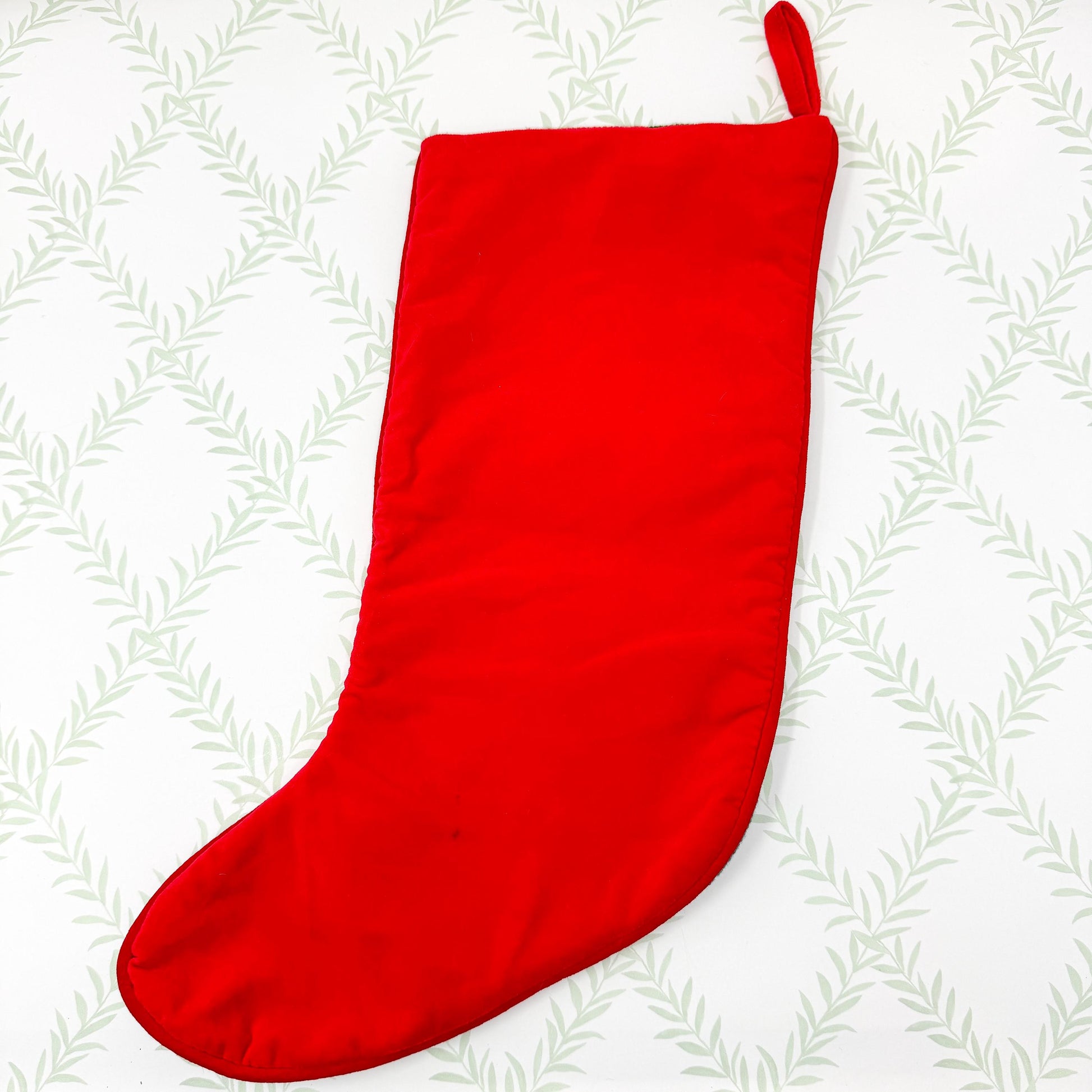 Vintage Needlepoint Christmas Stocking, Santa Fishing