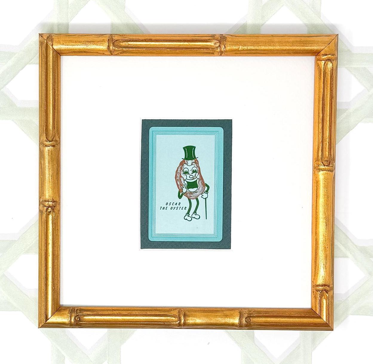 Framed Shelter Island Oyster Co. Vintage Playing Card, Oscar the Oyster