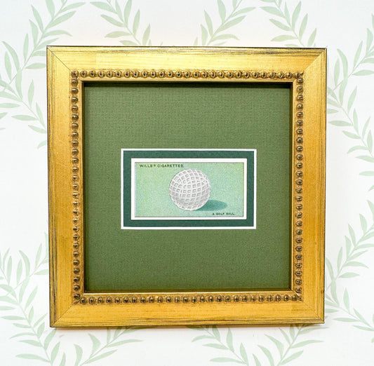 Framed Antique Golf Ball Cigarette Card, c. 1924