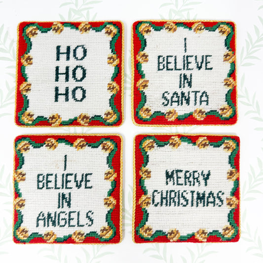 Vintage Needlepoint Christmas Coasters