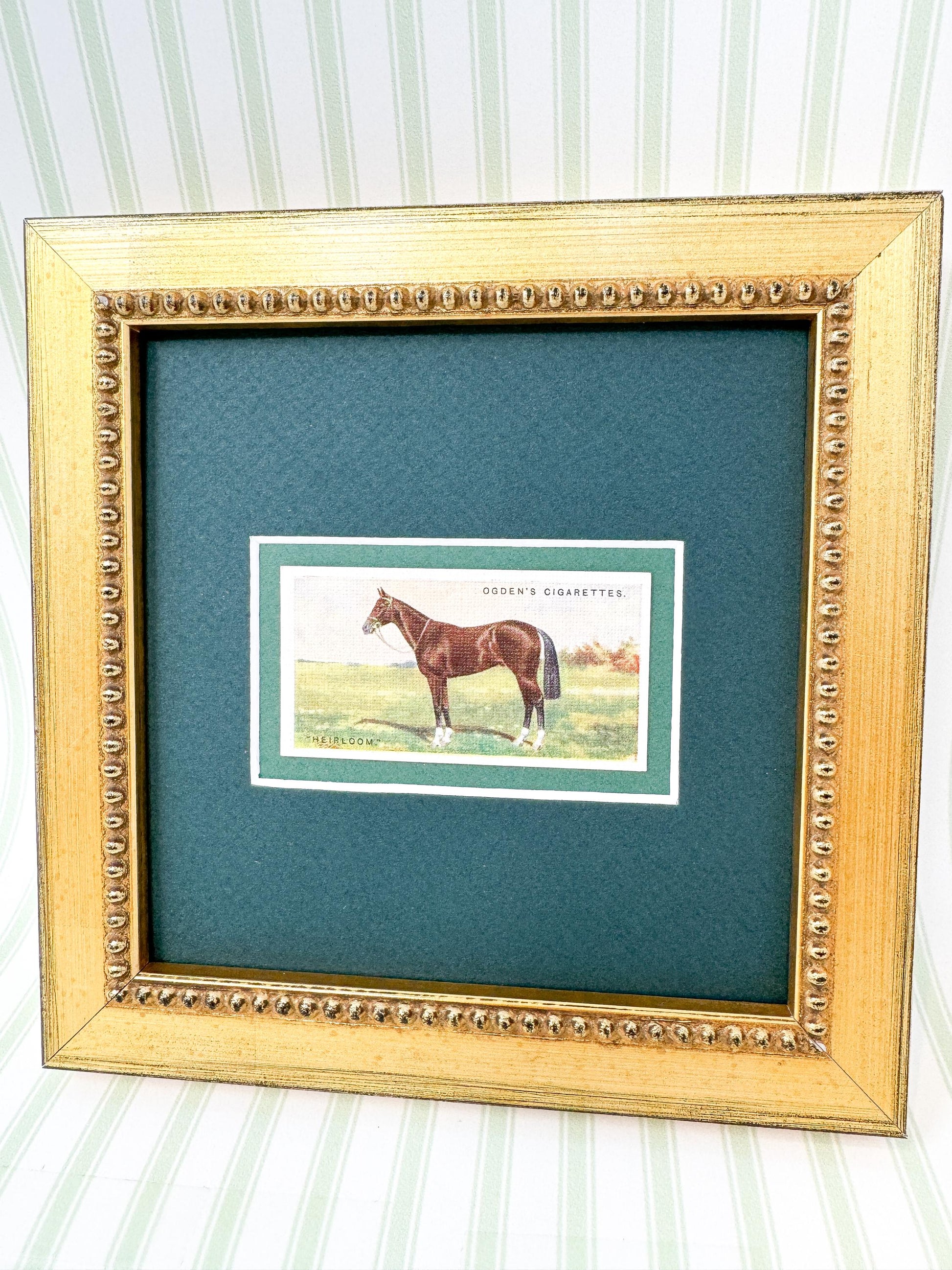 Framed Antique Race Horse Derby Cigarette Card c. 1928, Heirloom