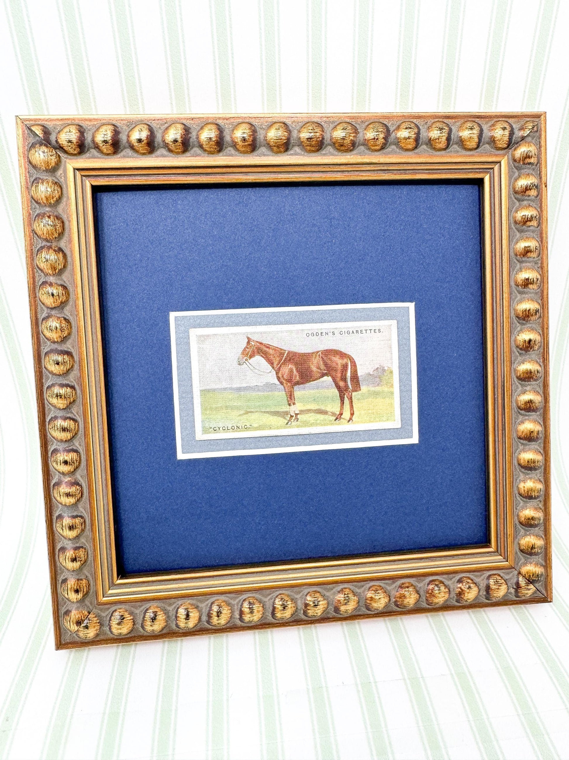 Framed Antique Race Horse Derby Cigarette Card c. 1928, Cyclonic
