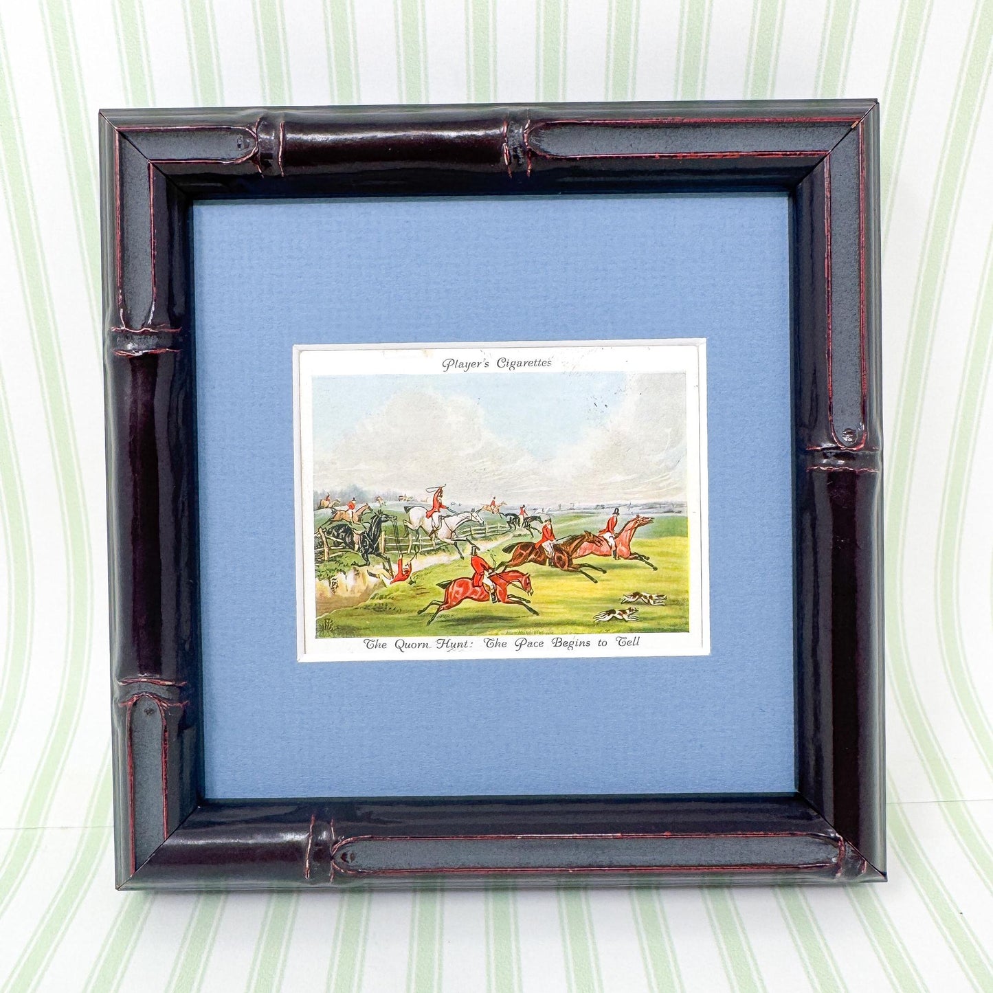 Framed Antique Fox Hunt Cigarette Card c. 1938, The Pace Begins To Tell