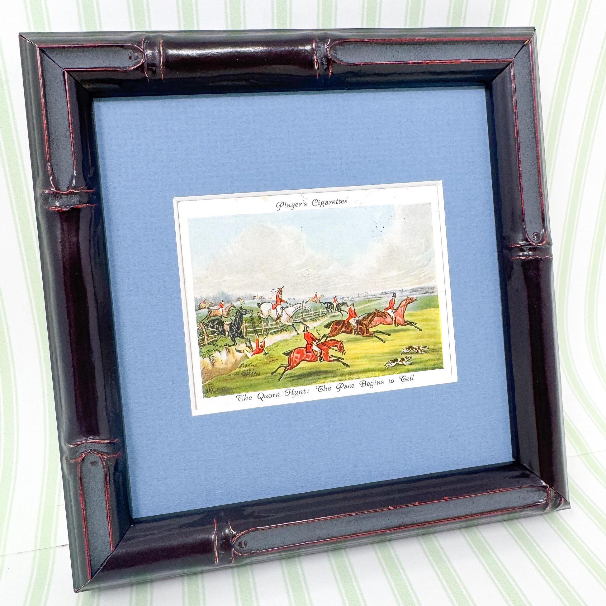 Framed Antique Fox Hunt Cigarette Card c. 1938, The Pace Begins To Tell