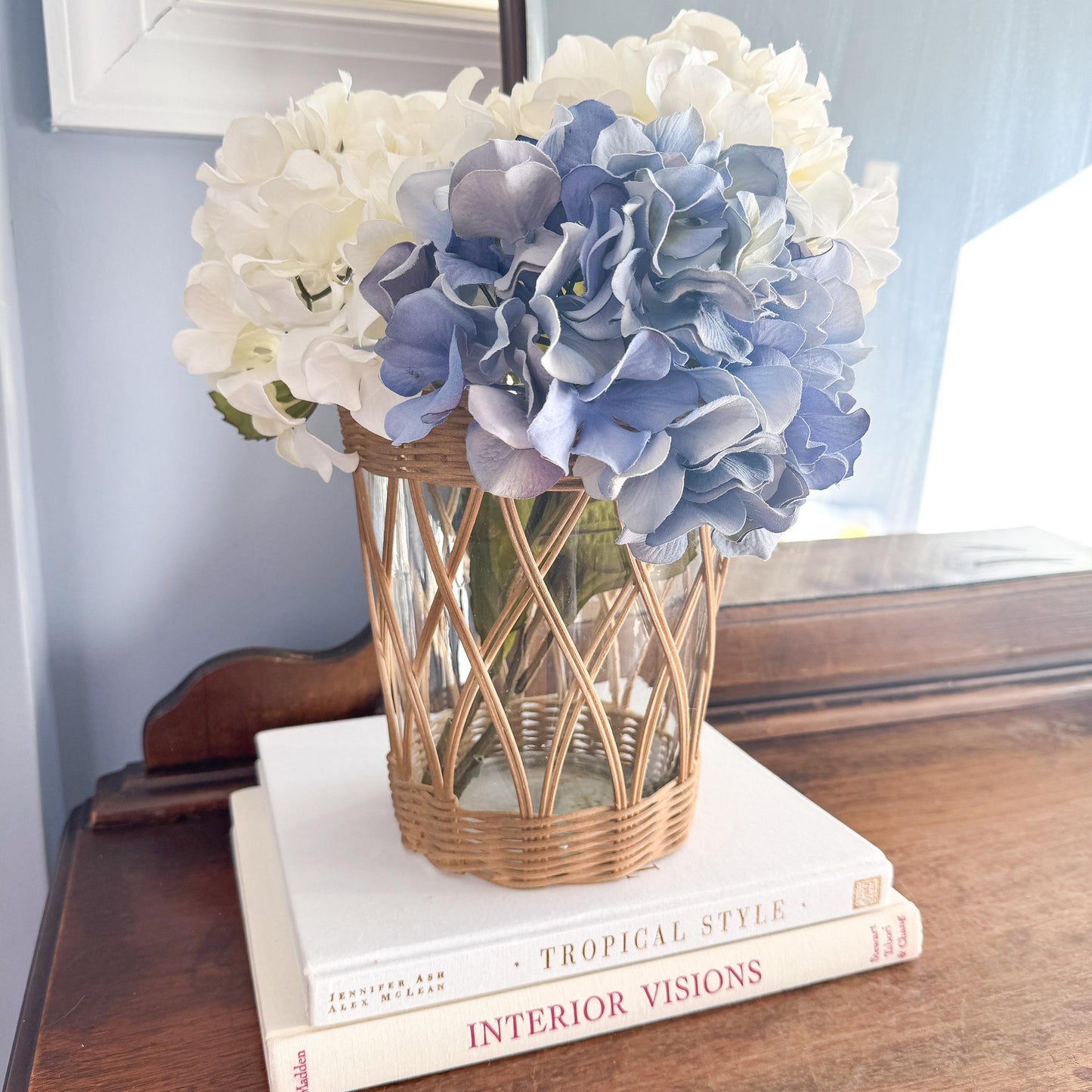 Wicker Wrapped Glass Vases