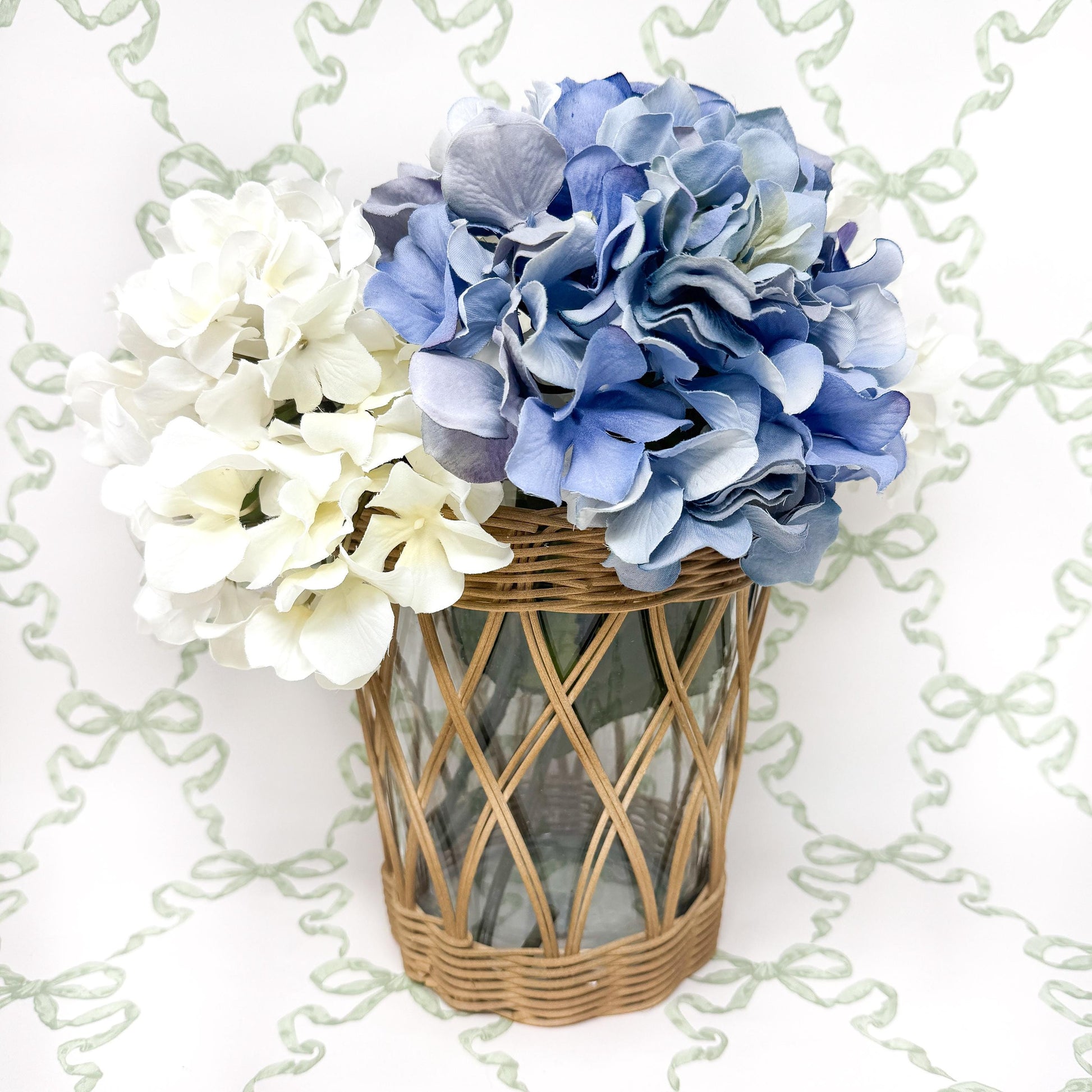 Wicker Wrapped Glass Vases