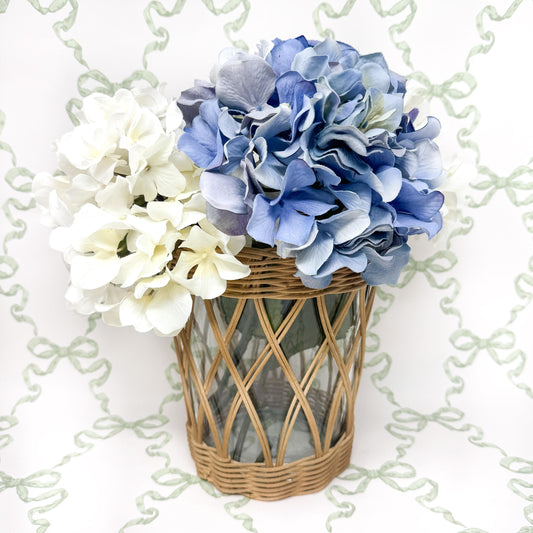 Wicker Wrapped Glass Vases