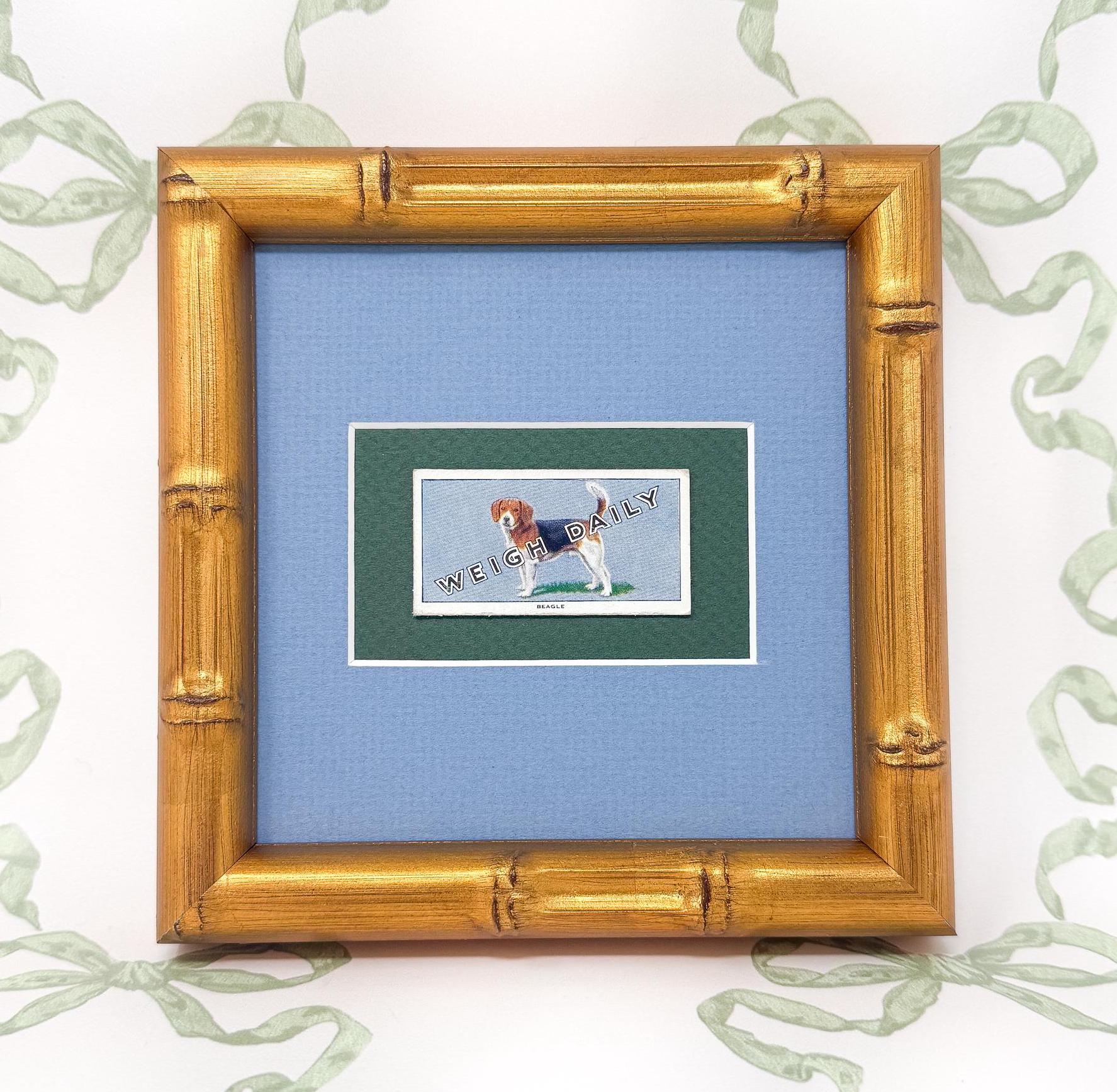 Framed Dog Antique Cigarette Card, Beagle