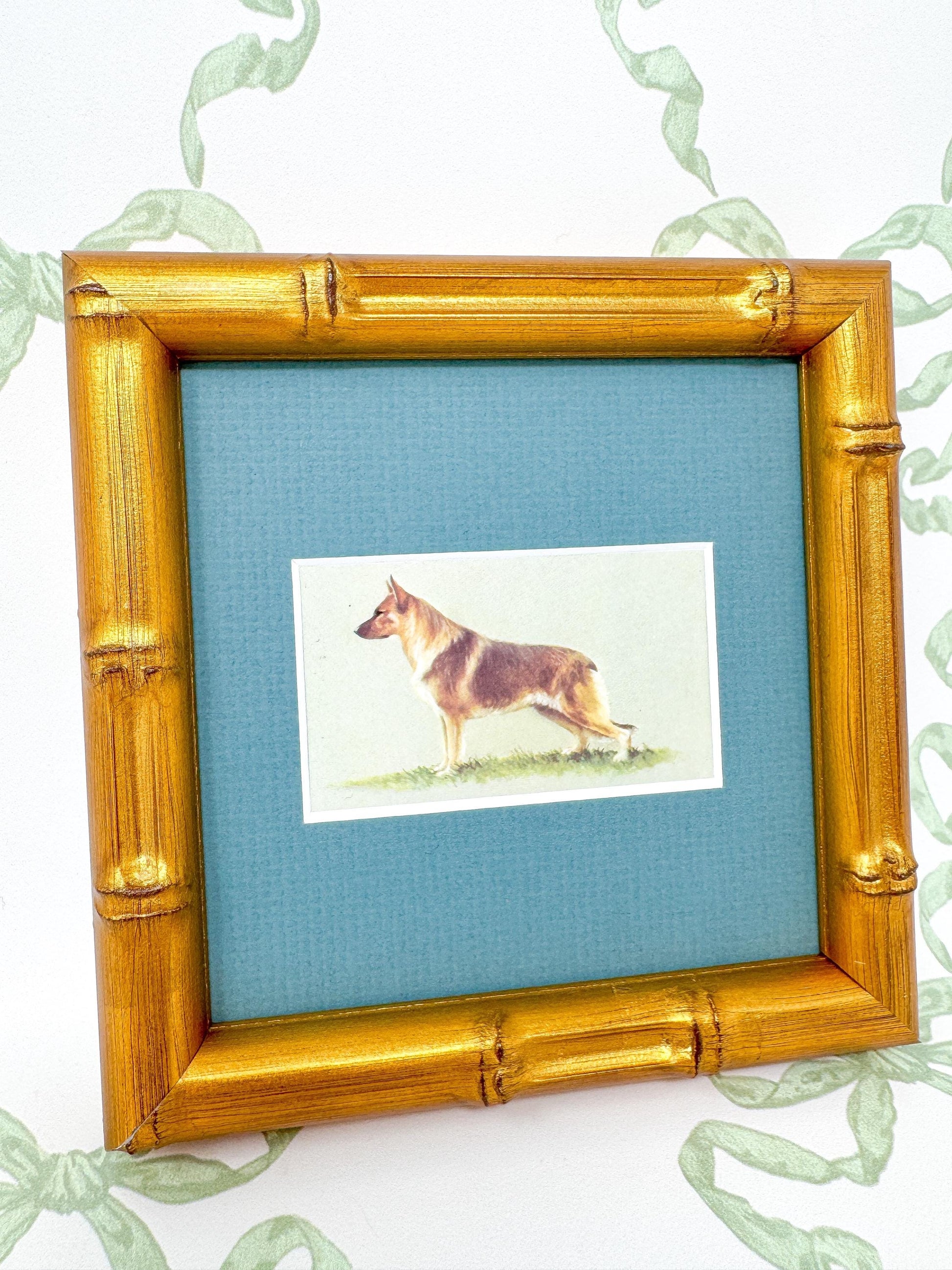 Framed Dog Vintage Cigarette Card c. 1971, German Shepherd