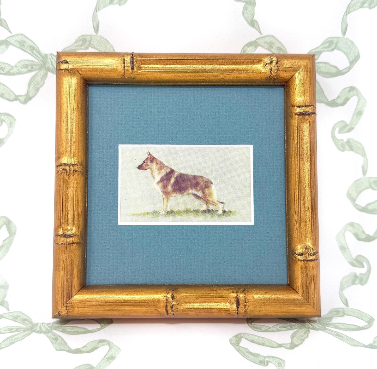 Framed Dog Vintage Cigarette Card c. 1971, German Shepherd