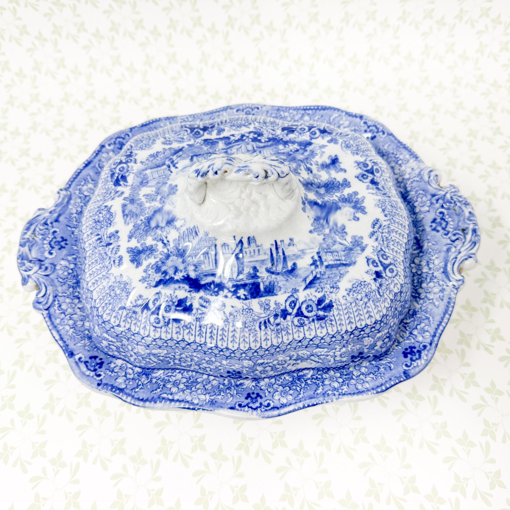Antique Ridgway "Grecian" Transferware Lidded Tureen