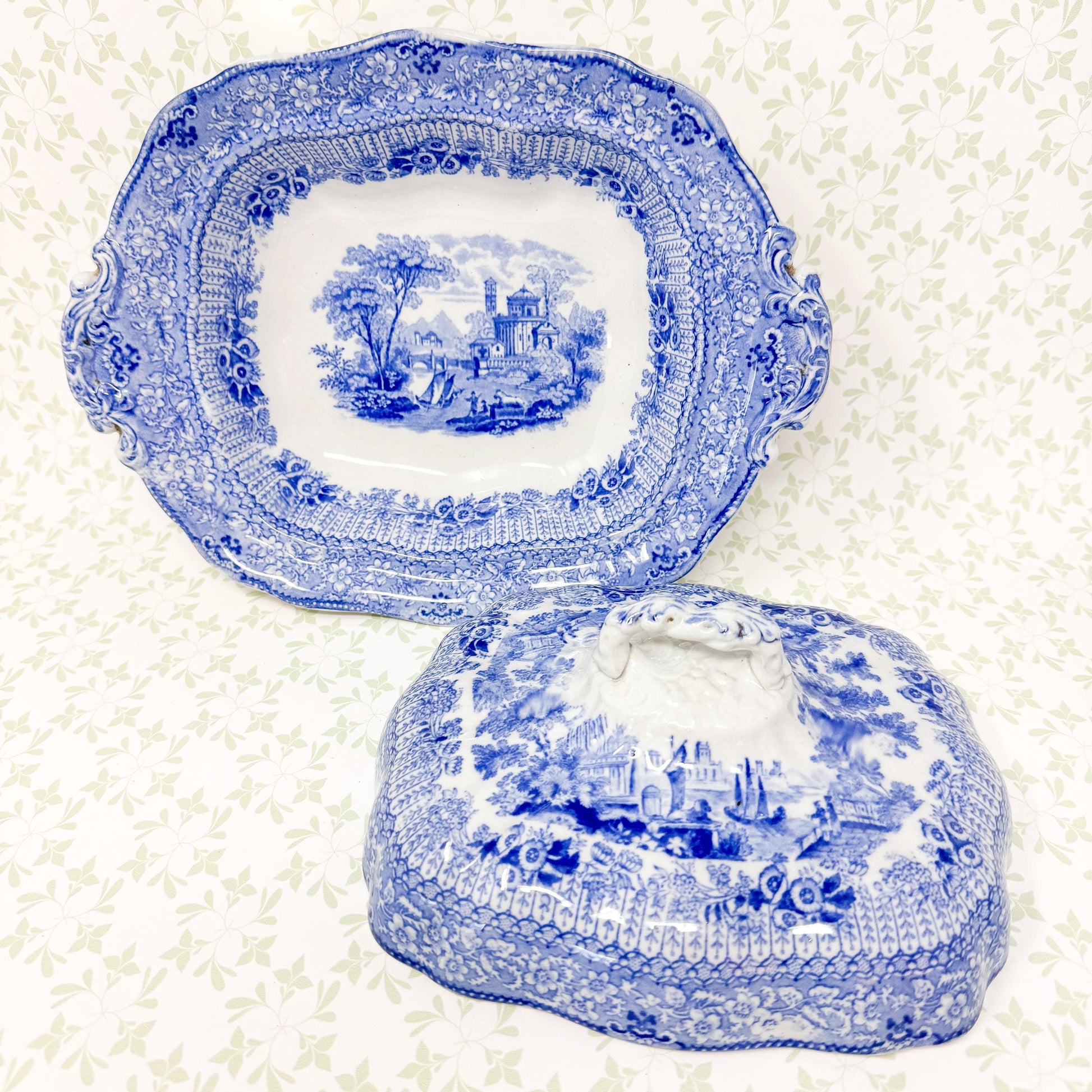 Antique Ridgway "Grecian" Transferware Lidded Tureen