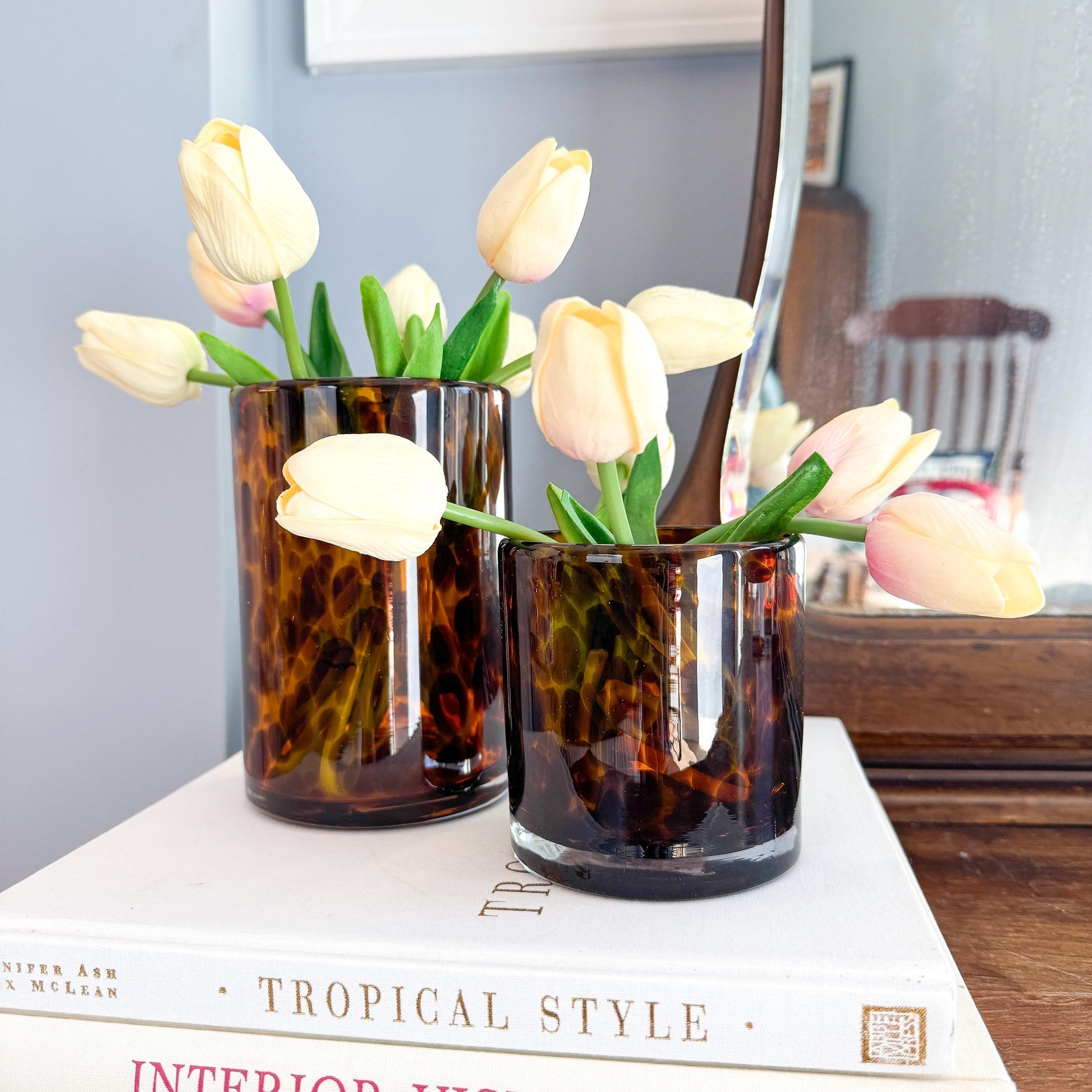Glass Tortoiseshell Pattern Vases