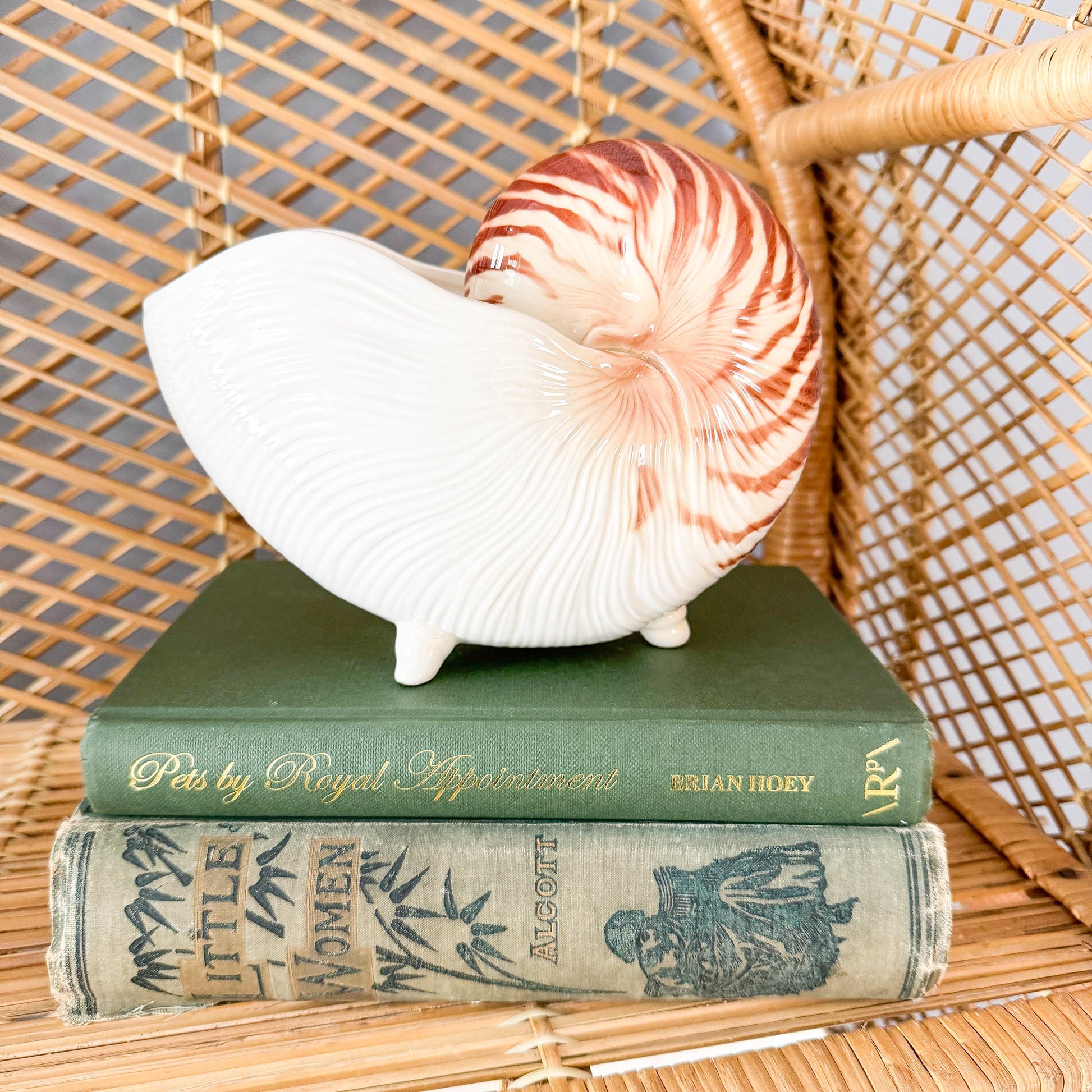 Vintage Nautilus Sea Shell Ceramic Planter