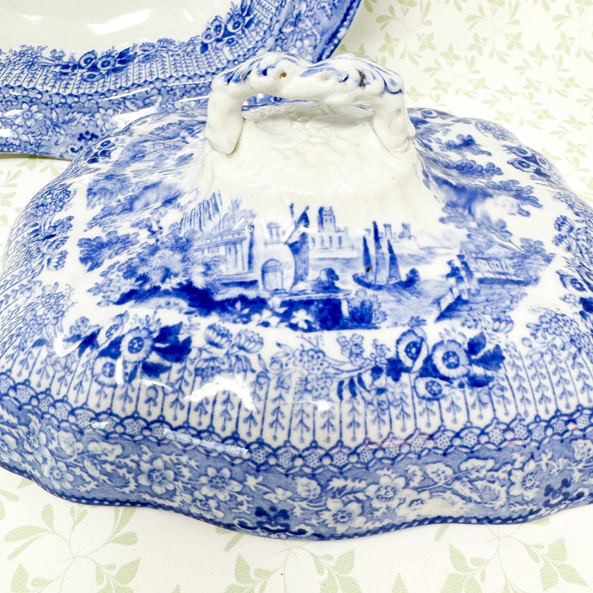 Antique Ridgway "Grecian" Transferware Lidded Tureen