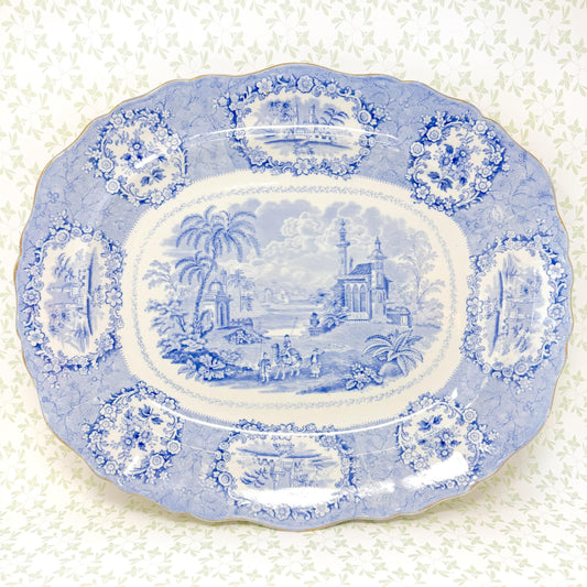 Antique Ridgway "Oriental" Transferware Serving Platter, 17"