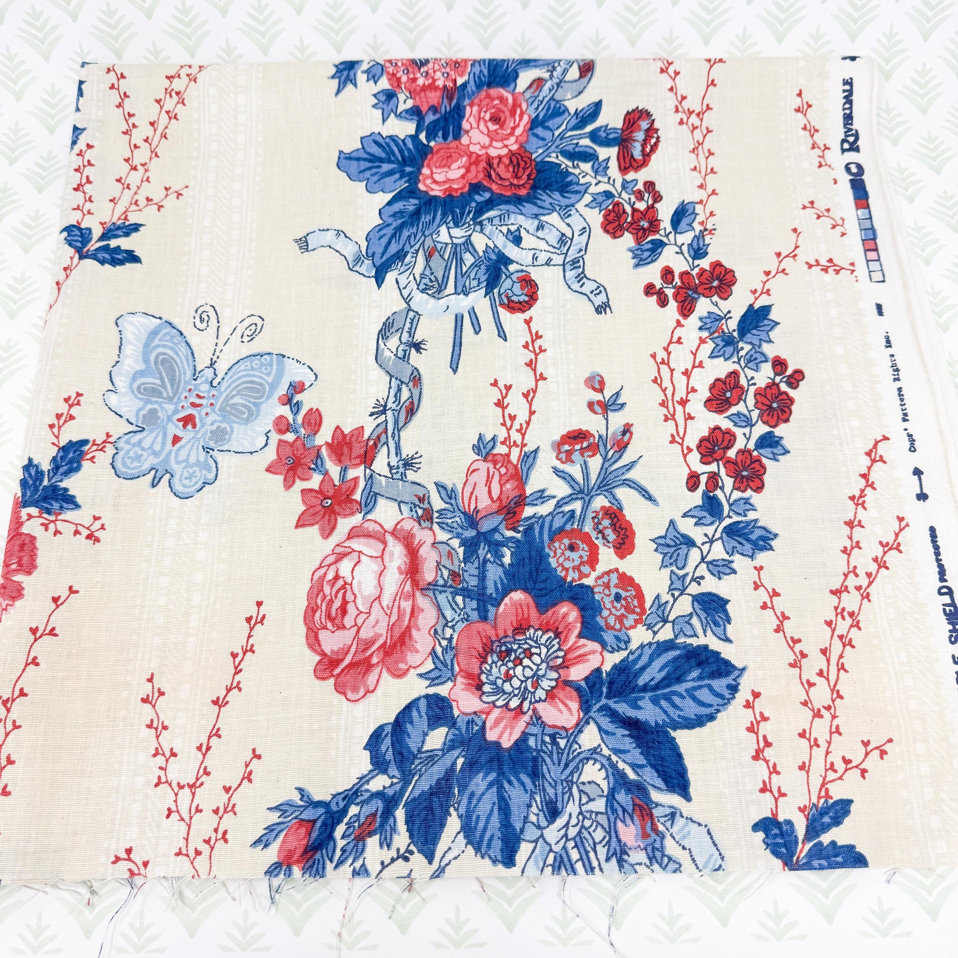 Vintage Riverdale Chintz Cotton Fabric Remnant