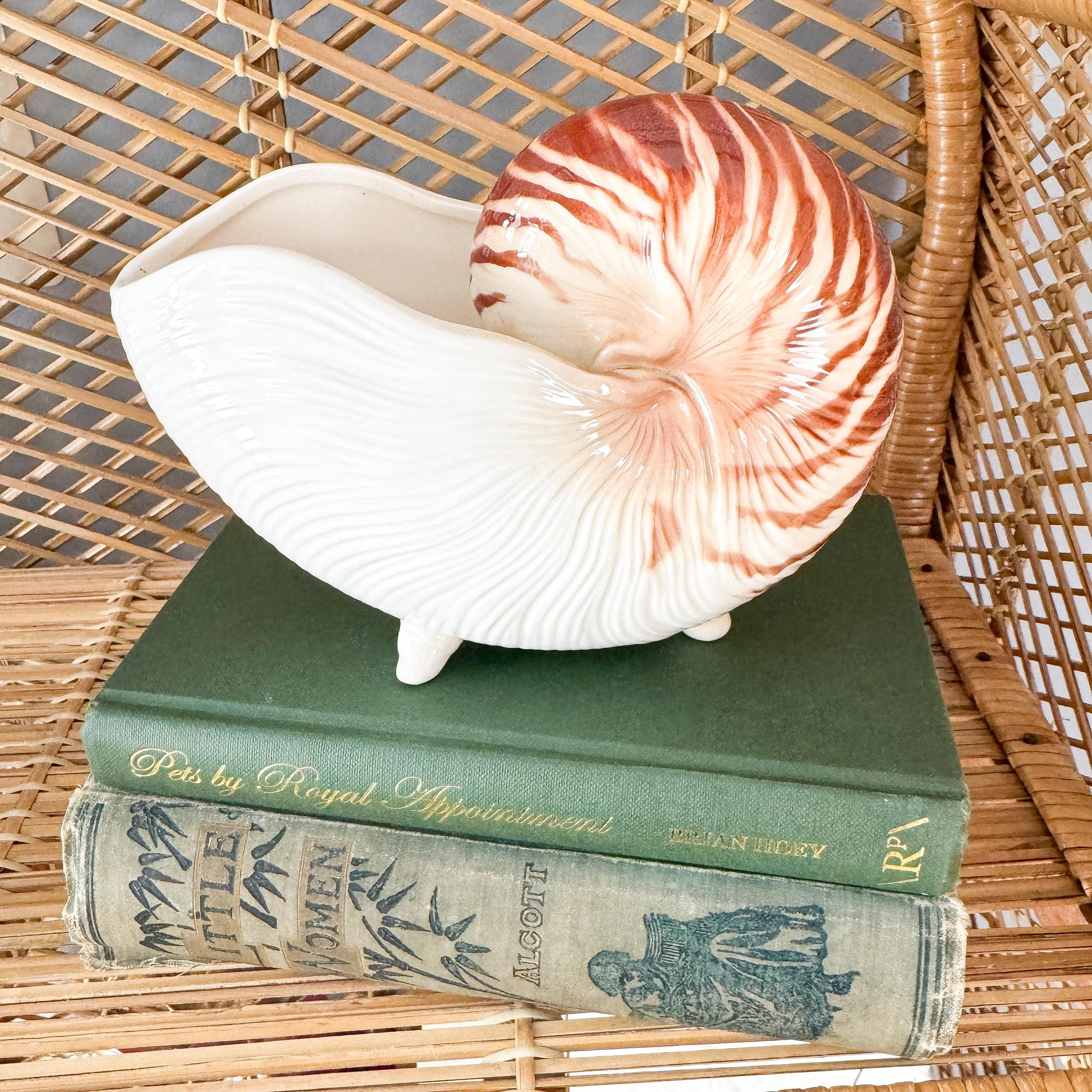 Vintage Nautilus Sea Shell Ceramic Planter