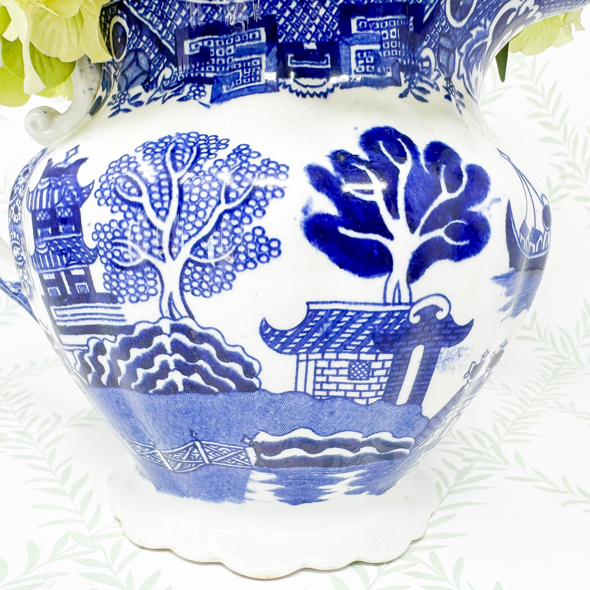 Antique Allerton Blue Willow Transferware Pitcher