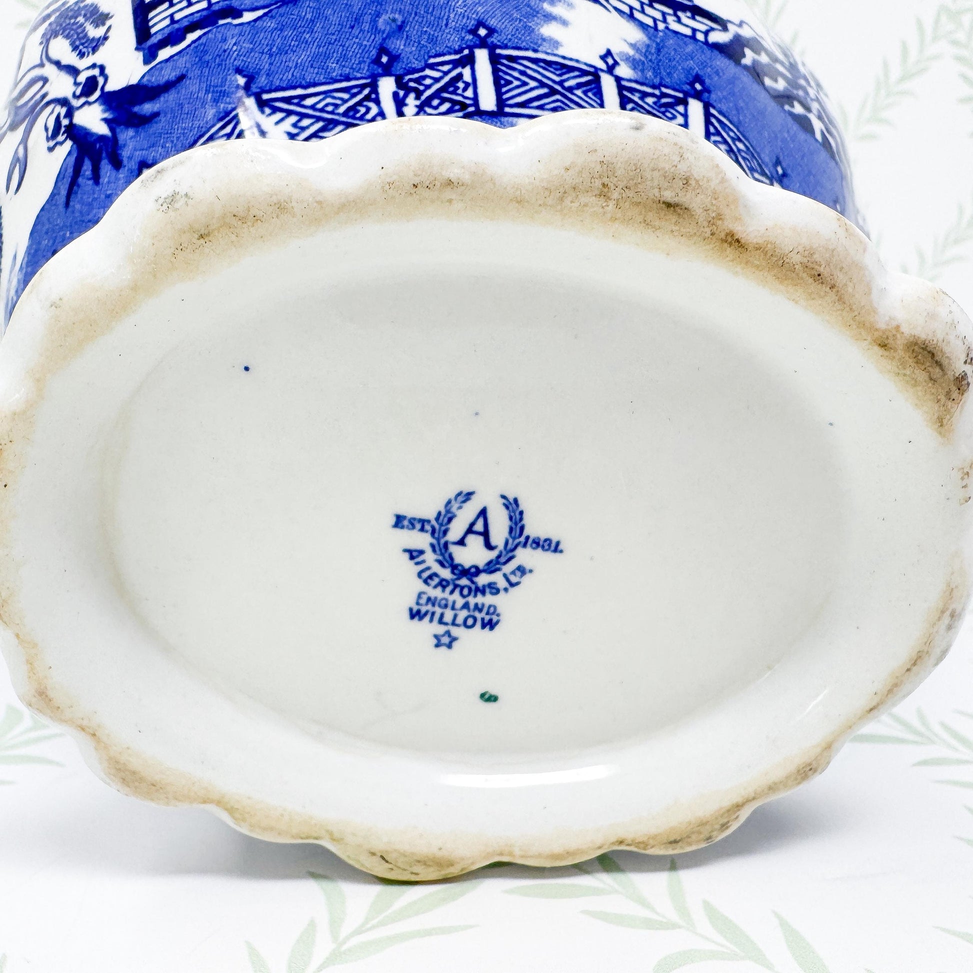 Antique Allerton Blue Willow Transferware Pitcher