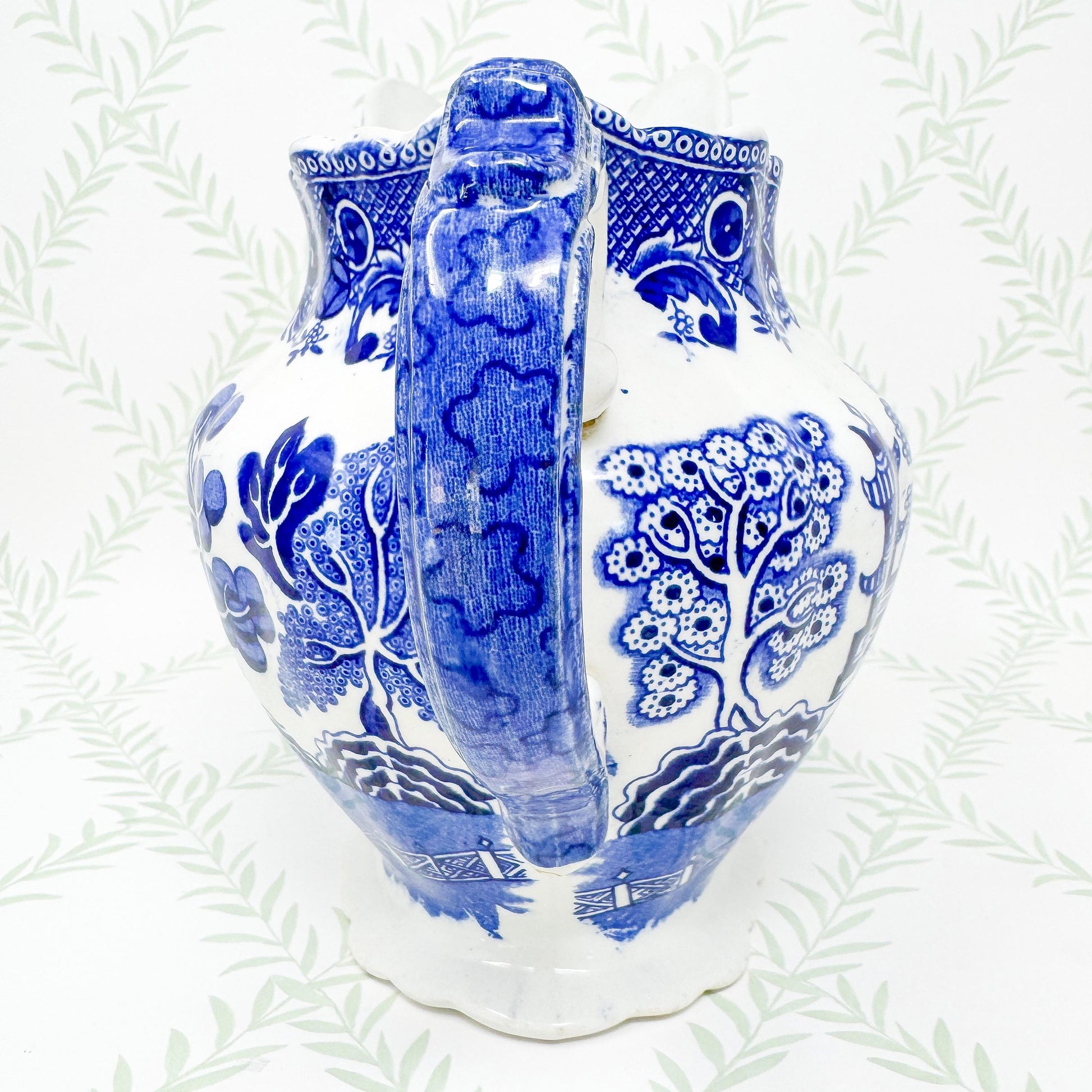 Antique Allerton Blue Willow Transferware Pitcher