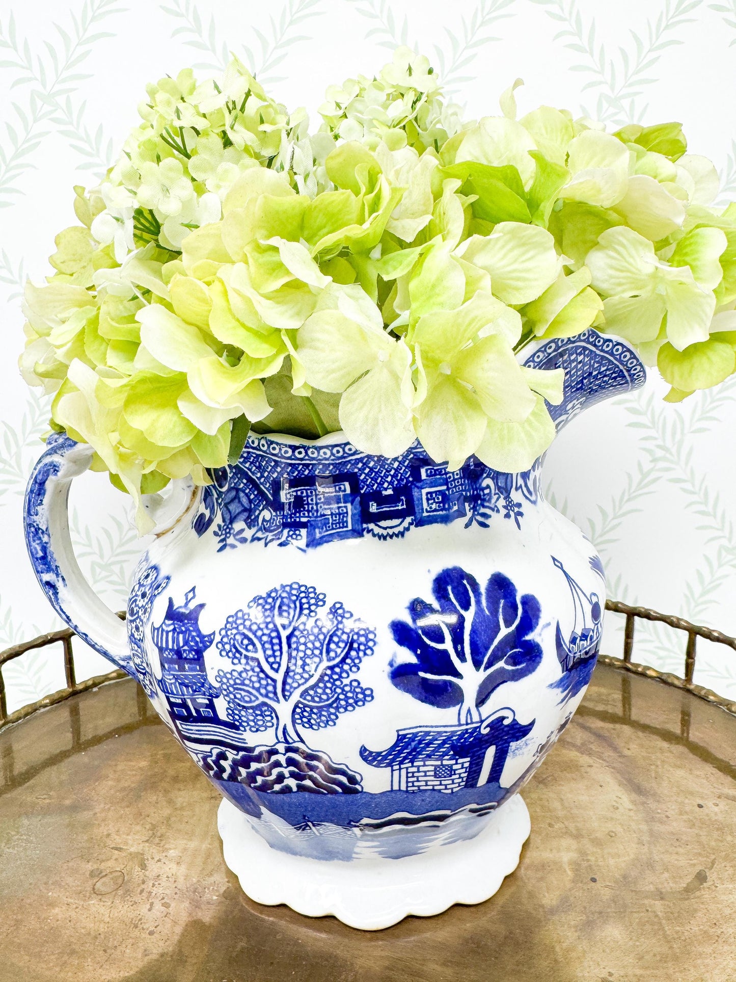 Antique Allerton Blue Willow Transferware Pitcher