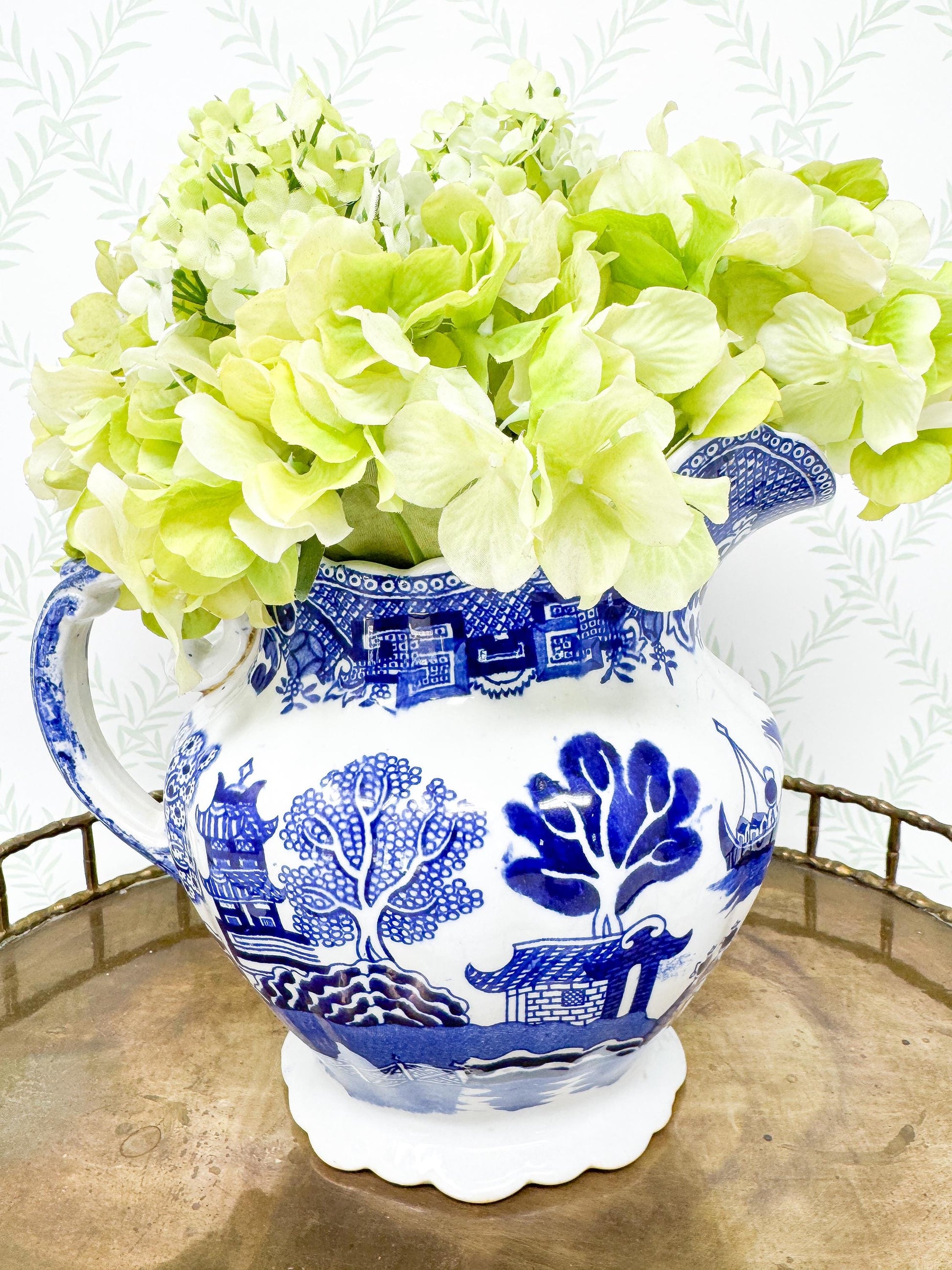 Antique Allerton Blue Willow Transferware Pitcher