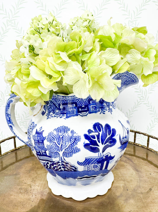 Antique Allerton Blue Willow Transferware Pitcher