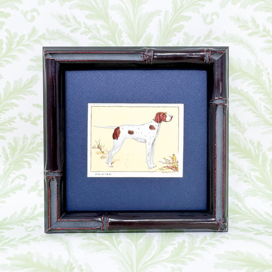 Framed Antique Dog Cigarette Card c. 1934, Pointer