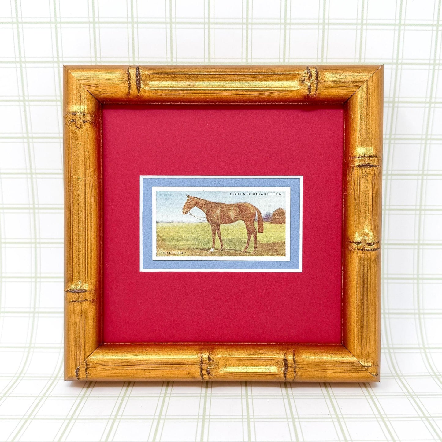 Framed Antique Race Horse Derby Cigarette Card c. 1928, Scatter