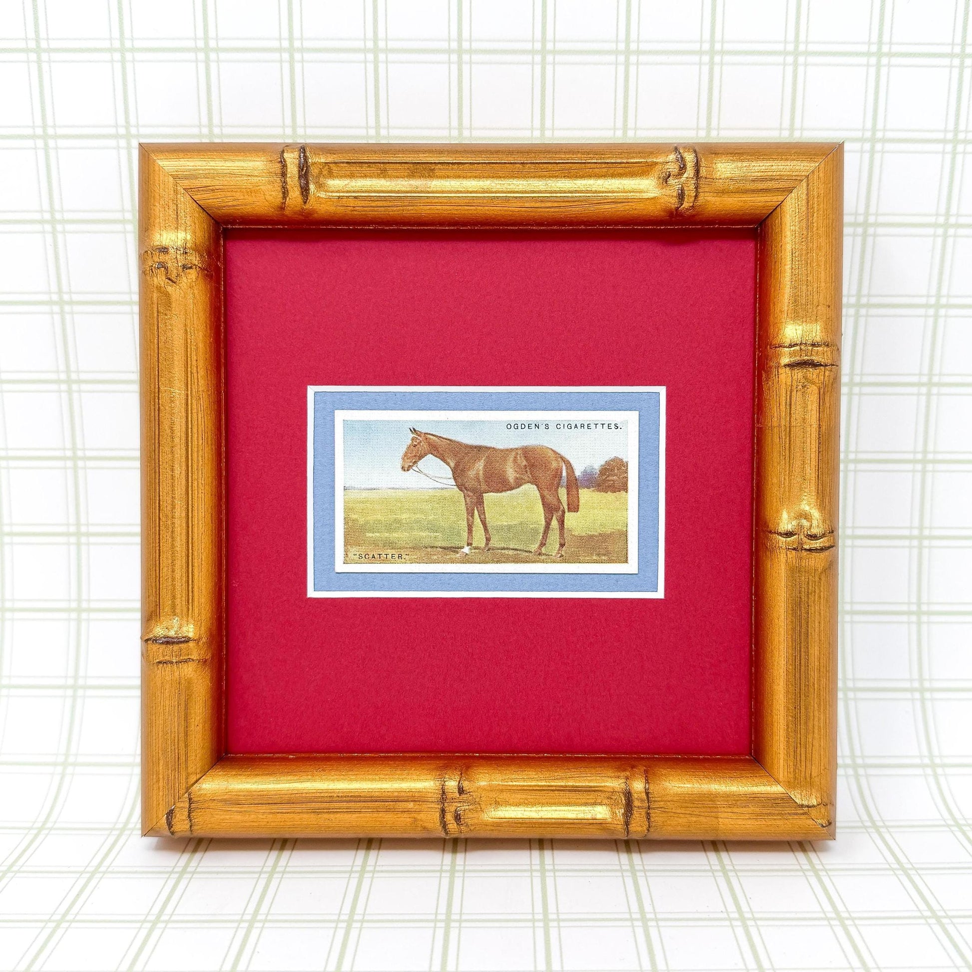 Framed Antique Race Horse Derby Cigarette Card c. 1928, Scatter