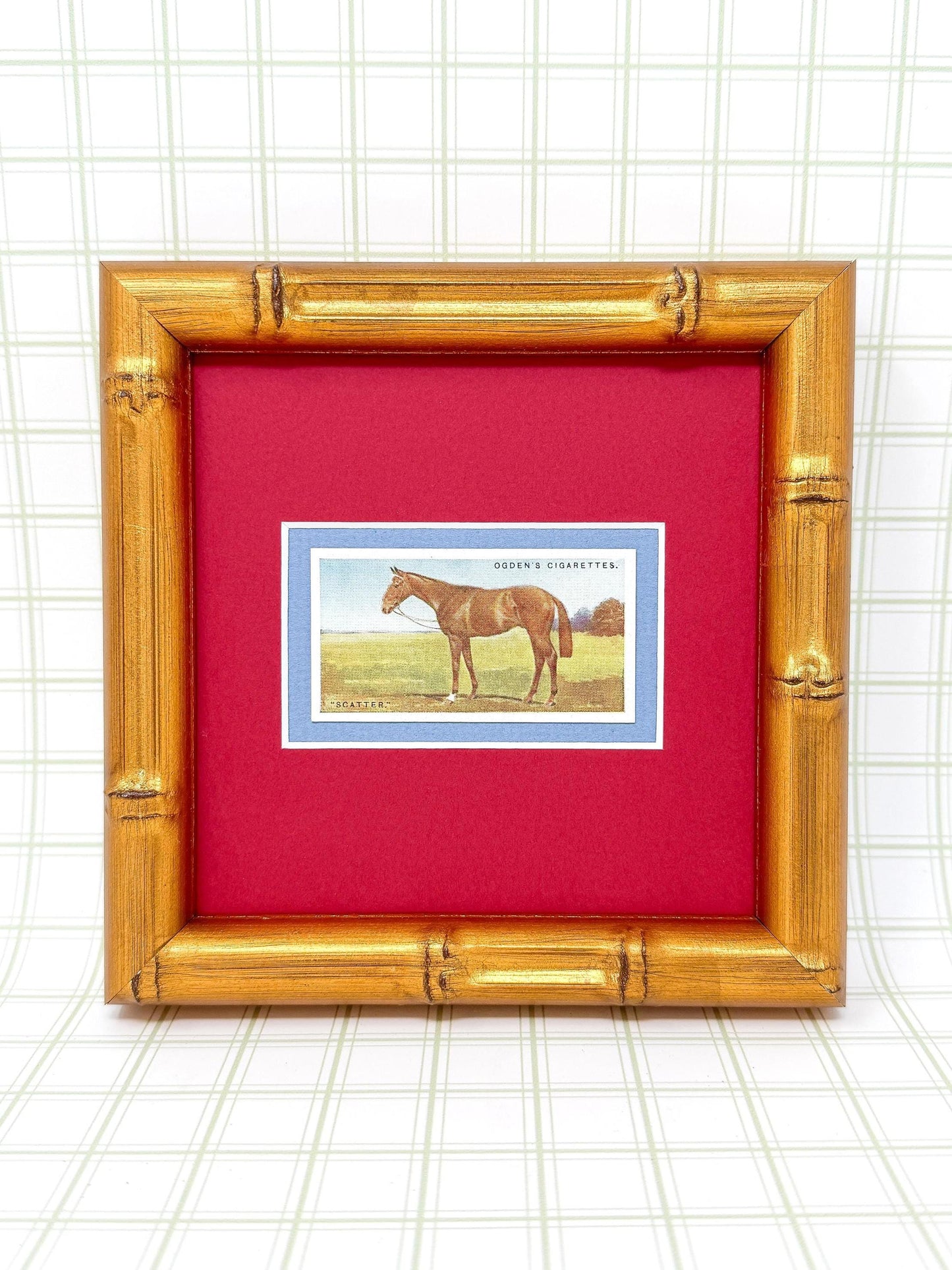 Framed Antique Race Horse Derby Cigarette Card c. 1928, Scatter