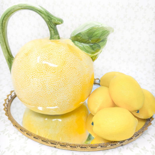Vintage Lemon Ceramic Pitcher, c. 1980's
