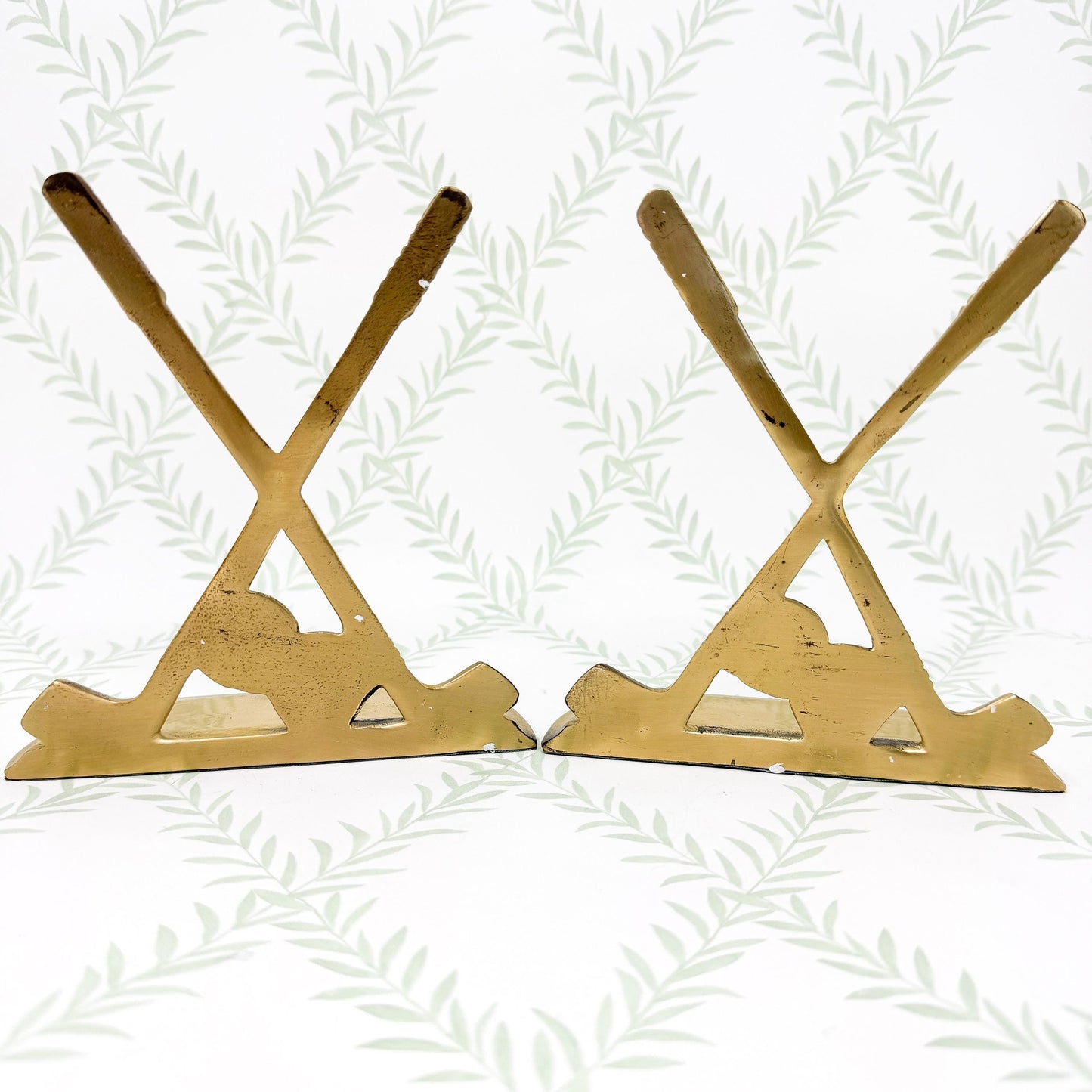 Vintage Brass Bookends, Golf Club