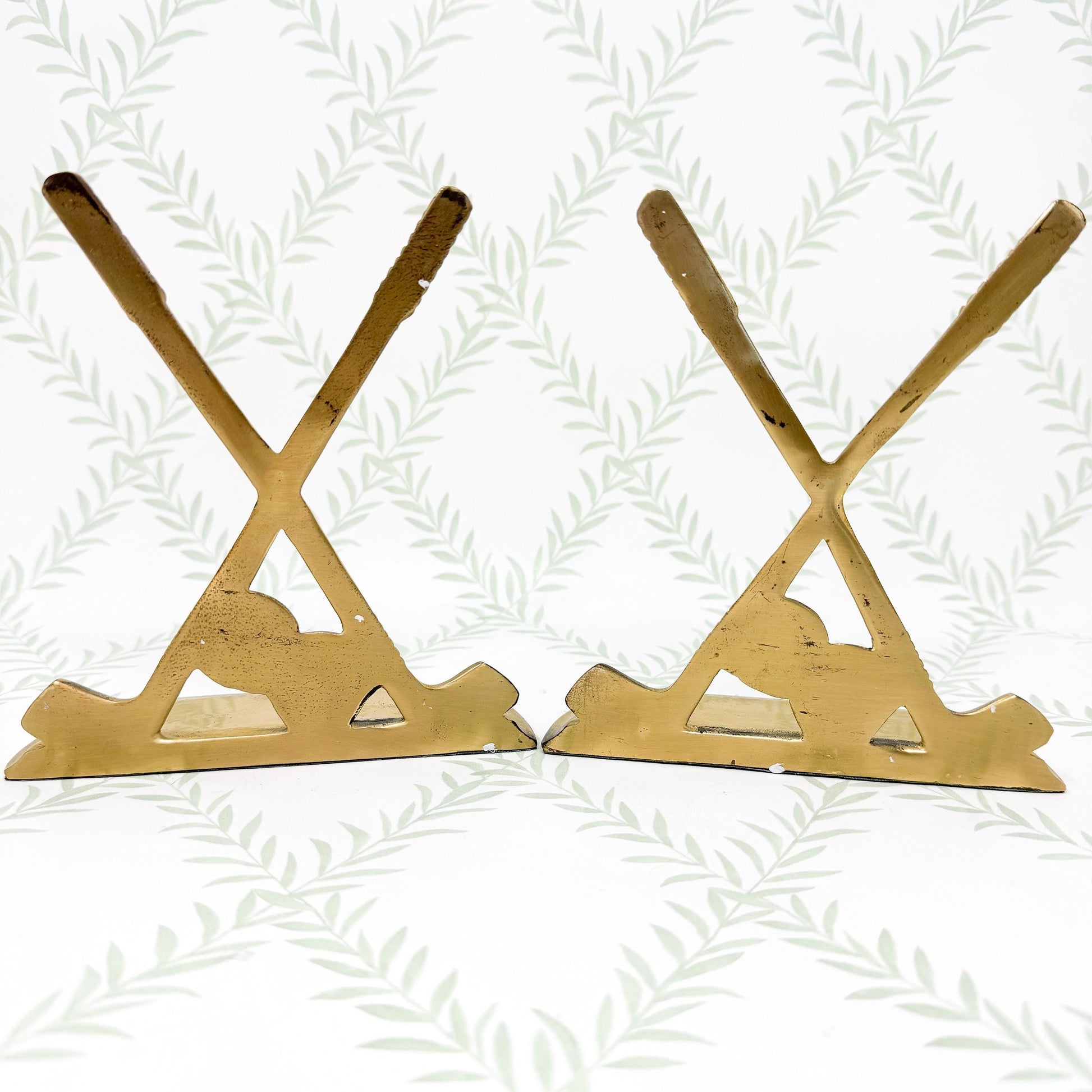 Vintage Brass Bookends, Golf Club